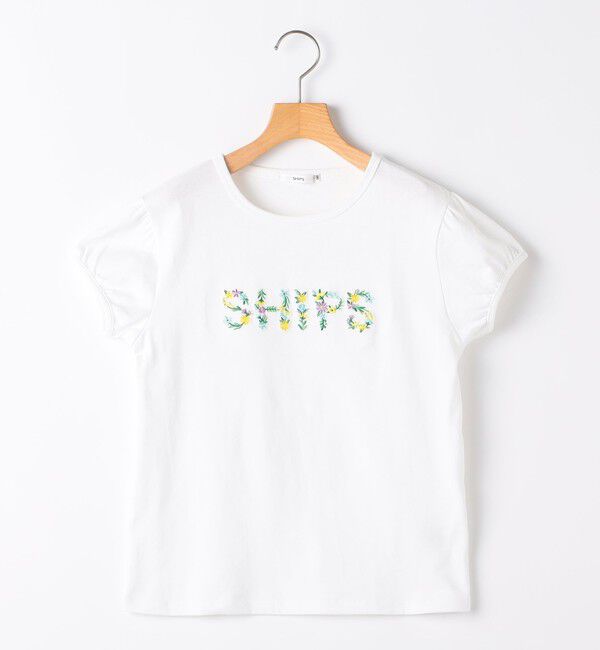 SHIPS KIDS「SHIPS KIDS:140～150cm / ガーリー 刺繍 ロゴ Tシャツ」|Tシャツ・カットソー|オフホワイト