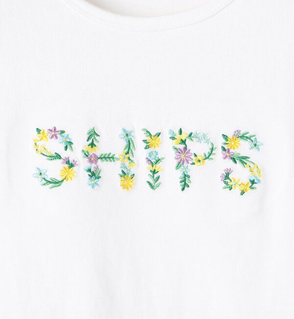 SHIPS KIDS「SHIPS KIDS:140～150cm / ガーリー 刺繍 ロゴ Tシャツ」|Tシャツ・カットソー|