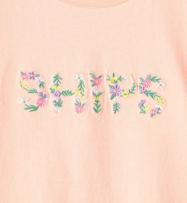 SHIPS KIDS「SHIPS KIDS:140～150cm / ガーリー 刺繍 ロゴ Tシャツ」|Tシャツ・カットソー|