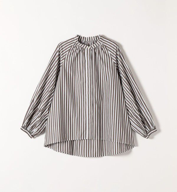 quaranciel「quaranciel:〈洗濯機可能〉REPREVE バンドカラー ギャザー パフ シャツ ブラウス」|シャツ・ブラウス|