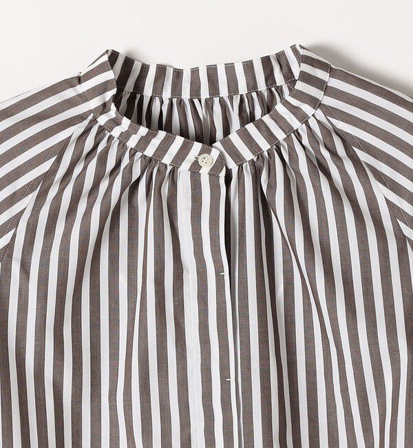 quaranciel「quaranciel:〈洗濯機可能〉REPREVE バンドカラー ギャザー パフ シャツ ブラウス」|シャツ・ブラウス|