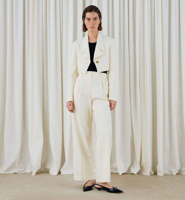 DES PRES「ソフトウールオックス タックセミワイドパンツ」|スラックス|