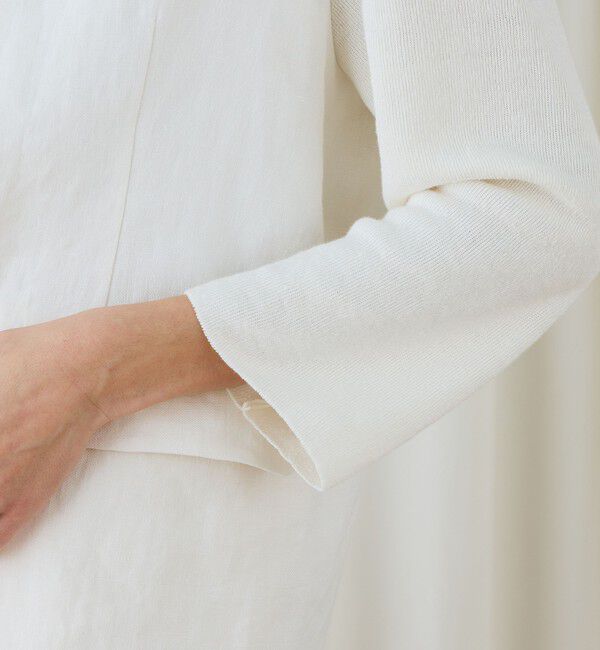 DES PRES「ファブリックコンビ Vカラージャケット」|ノーカラージャケット|