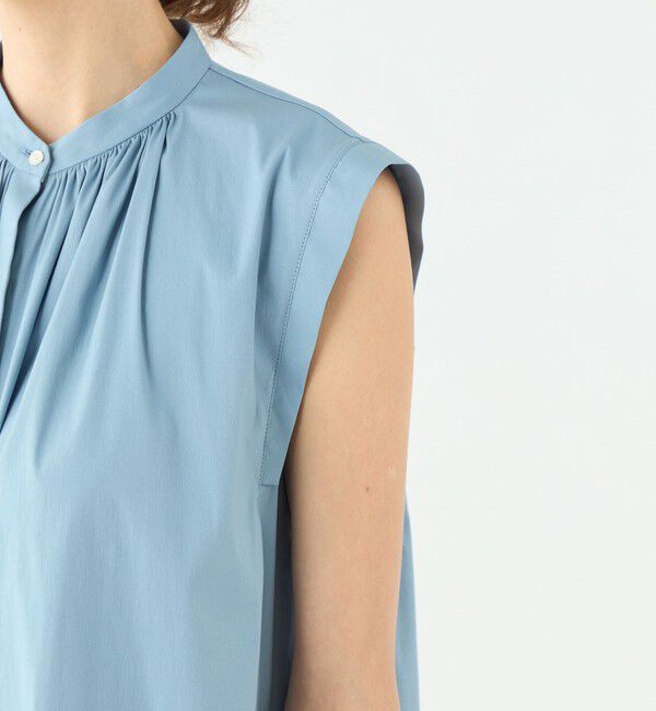 TOMORROWLAND collection「ハイパワーストレッチブロード ギャザーノースリーブブラウス」|シャツ・ブラウス|