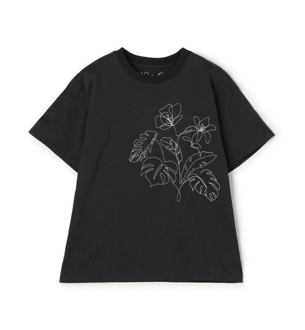 MACPHEE「ボタニカルエンブロイダリー ハーフスリーブTシャツ」|Tシャツ・カットソー|19 ブラック