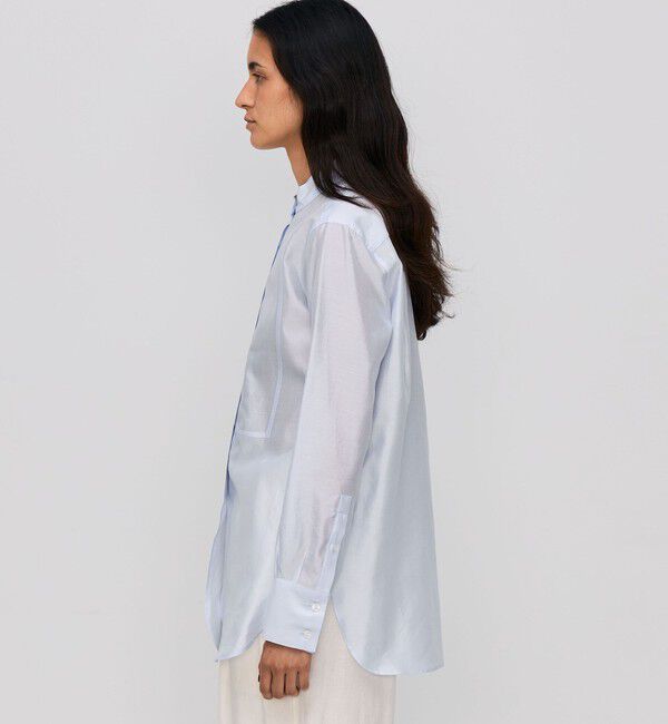 BACCA「ウォッシャーシルク スタンドカラーシャツ」|シャツ・ブラウス|