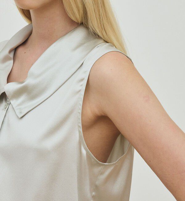 DES PRES「シルクストレッチサテン スカーフネックブラウス」|シャツ・ブラウス|