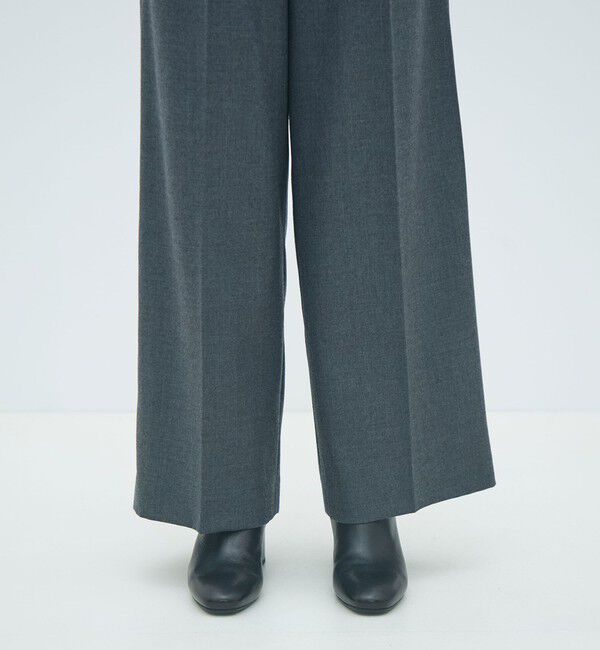 MACPHEE「ウールナチュラルストレッチ タックストレートパンツ」|スラックス|