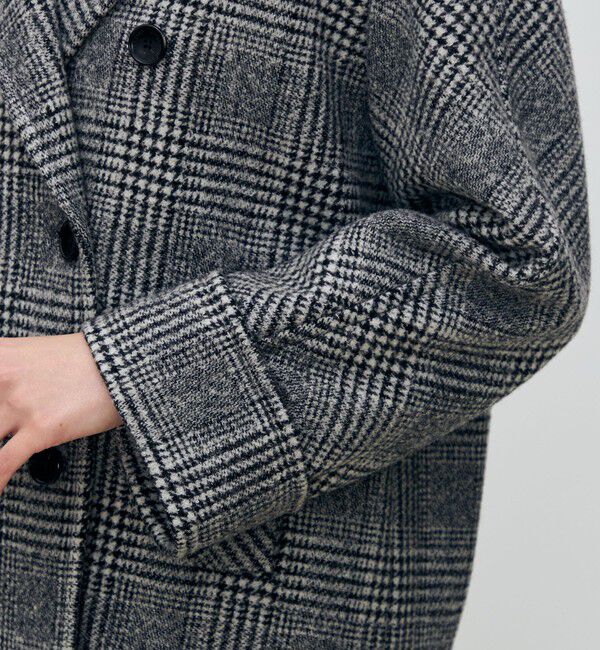 TOMORROWLAND collection「ウールカシミヤグレンチェック ダブルブレストコート」|ピーコート|