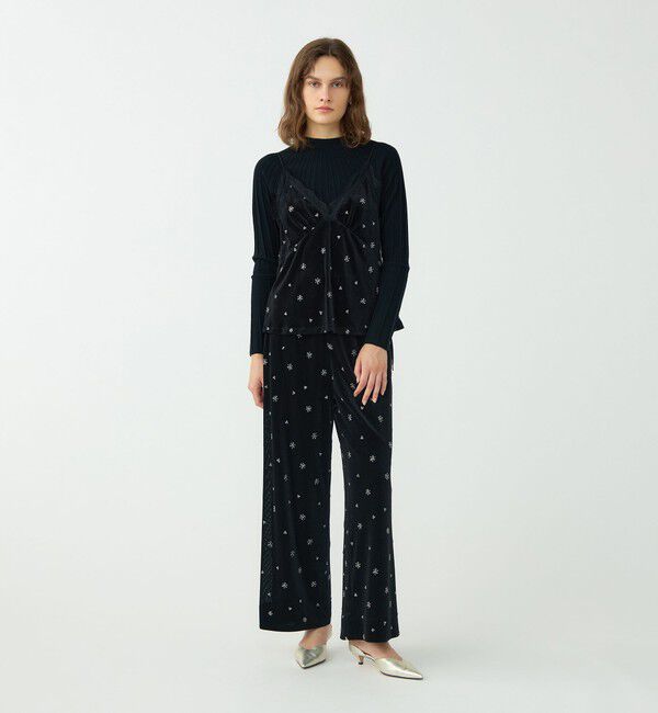 Ballsey「メッシュベロアエンブロイダリー キャミソールブラウス」|キャミソール|