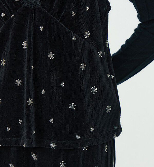 Ballsey「メッシュベロアエンブロイダリー キャミソールブラウス」|キャミソール|