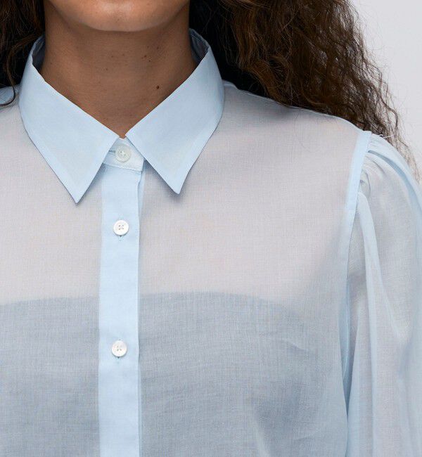 BACCA「コットンオーガンジー ギャザースリーブコンビシャツ」|シャツ・ブラウス|