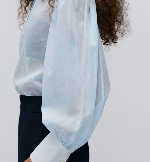 BACCA「コットンオーガンジー ギャザースリーブコンビシャツ」|シャツ・ブラウス|