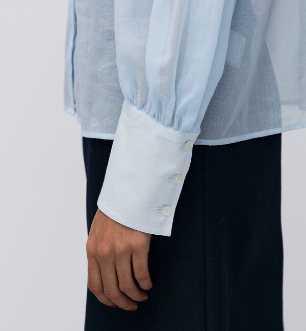 BACCA「コットンオーガンジー ギャザースリーブコンビシャツ」|シャツ・ブラウス|