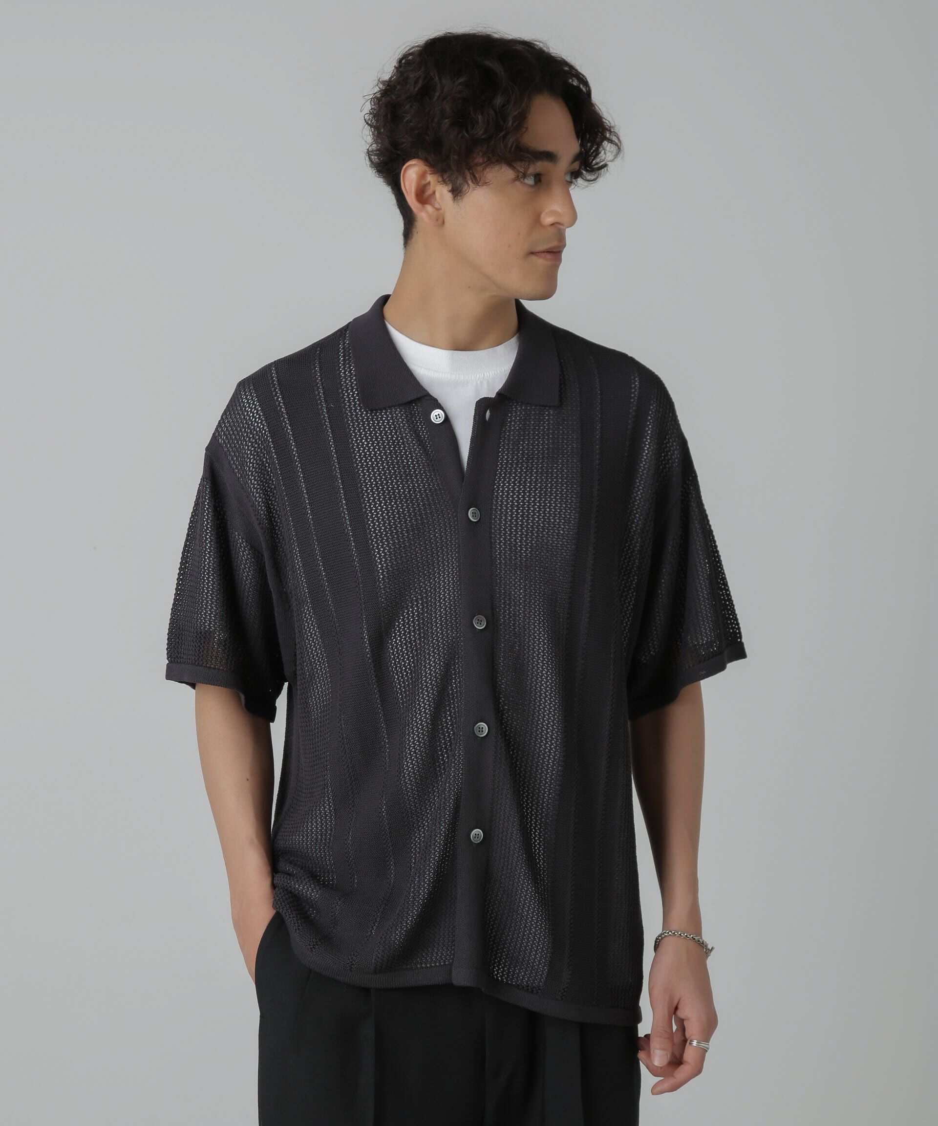 nano･universe「ドライタッチニットシャツ 半袖」|シャツ・ブラウス|