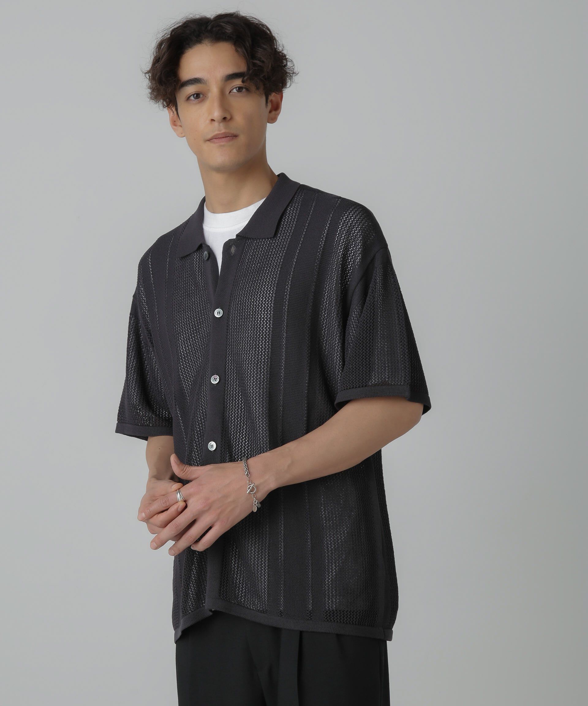 nano･universe「ドライタッチニットシャツ 半袖」|シャツ・ブラウス|