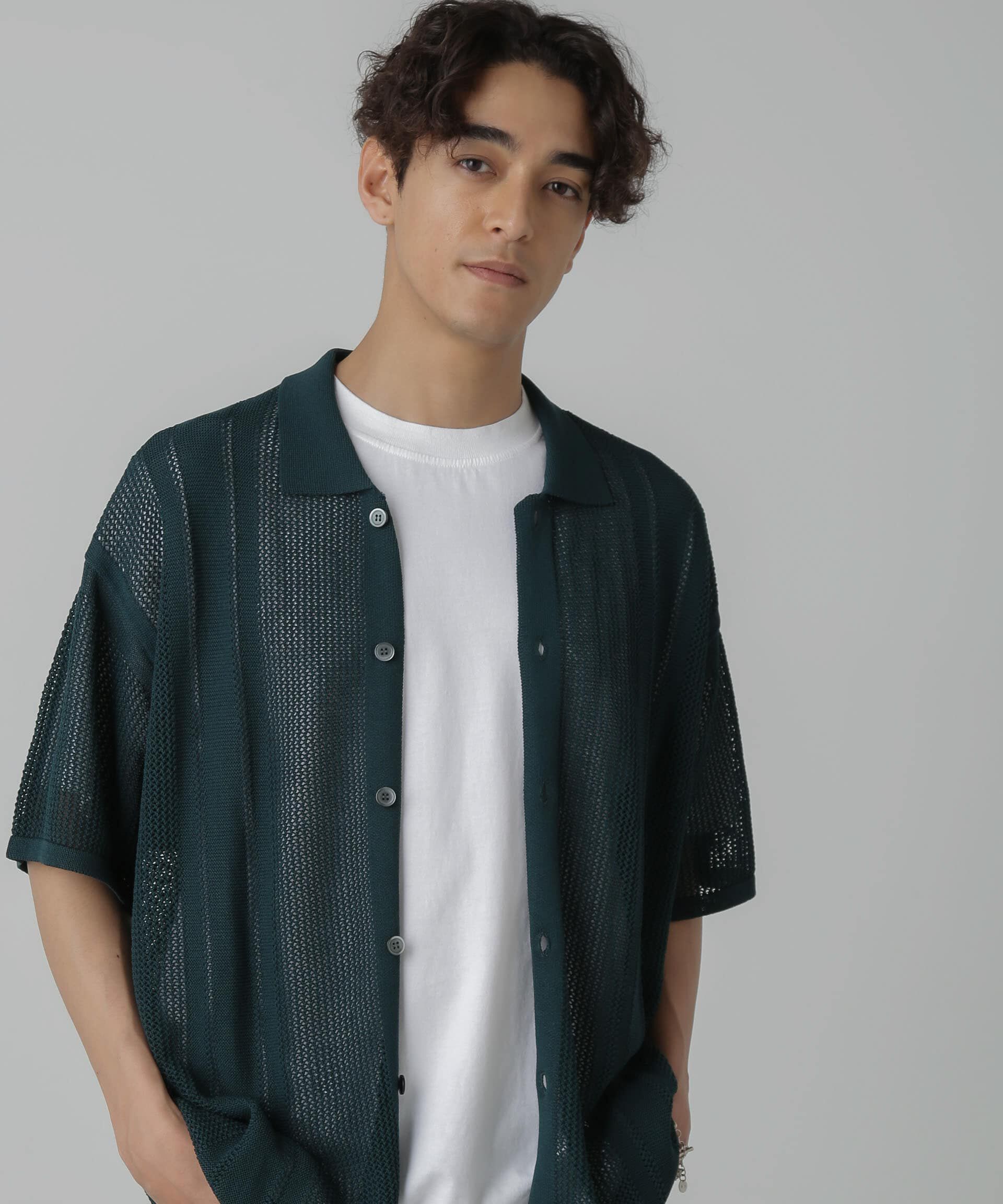 nano･universe「ドライタッチニットシャツ 半袖」|シャツ・ブラウス|