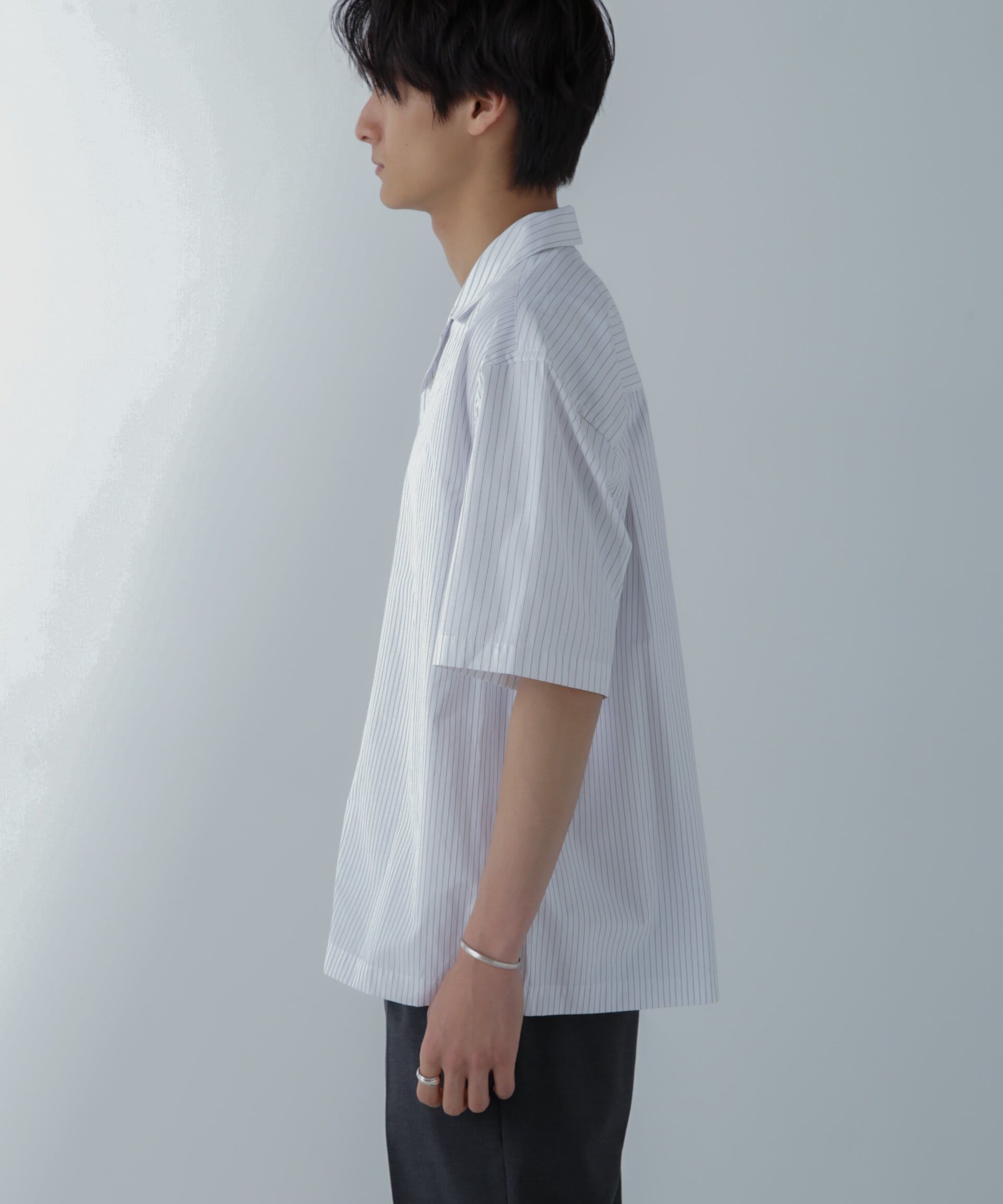 nano･universe「ストライプコンビ ハーフスリーブシャツ」|シャツ・ブラウス|