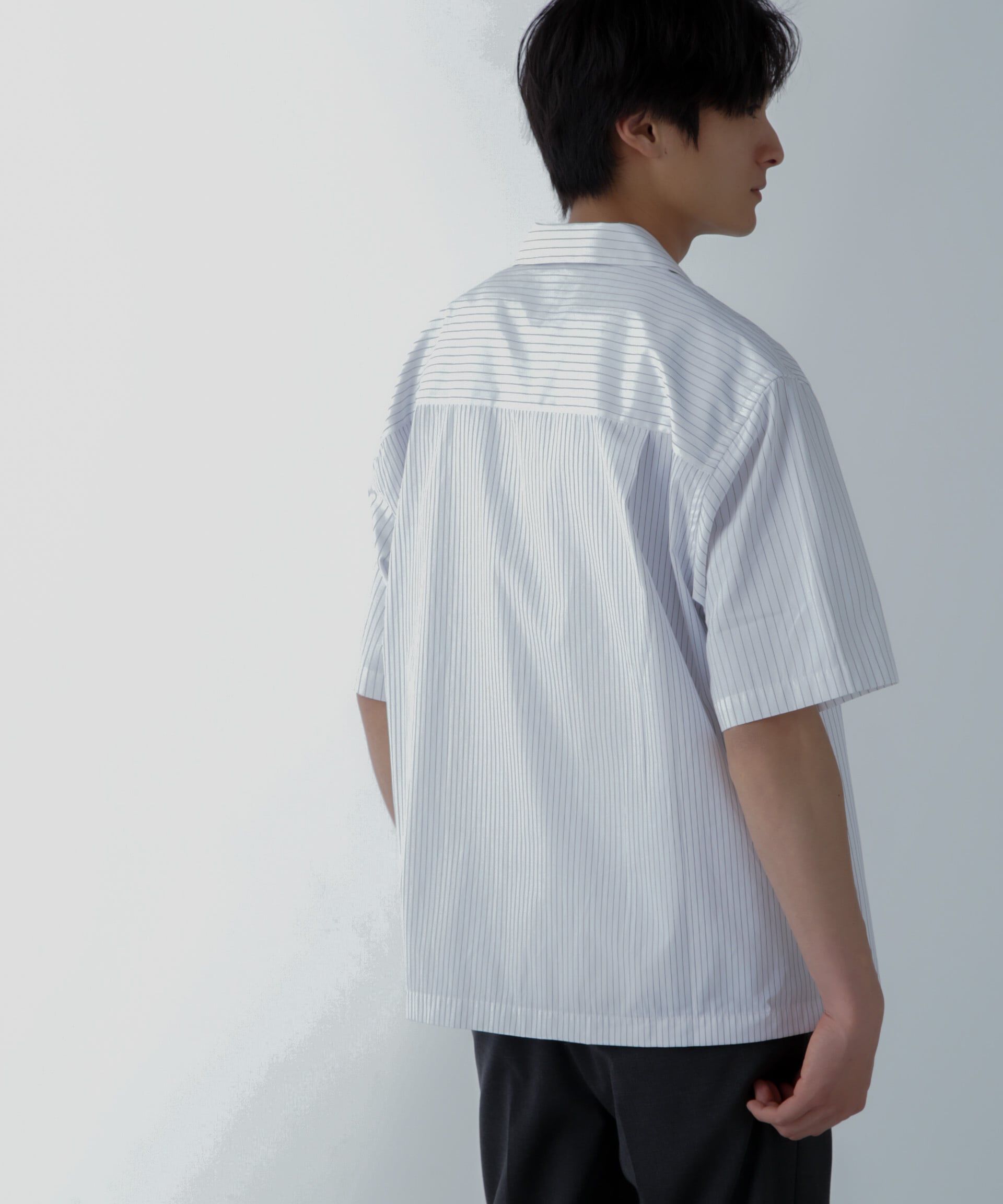 nano･universe「ストライプコンビ ハーフスリーブシャツ」|シャツ・ブラウス|