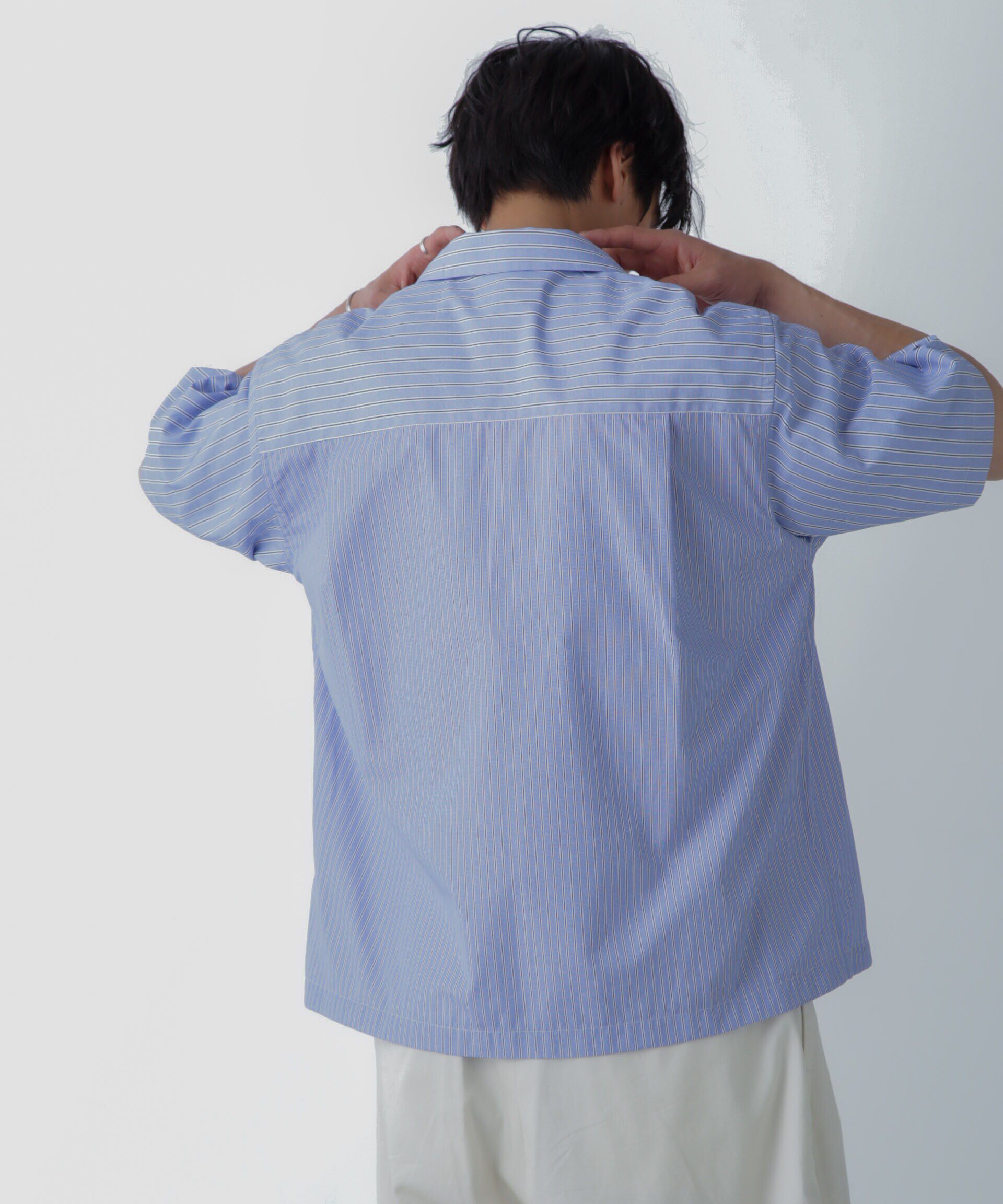 nano･universe「ストライプコンビ ハーフスリーブシャツ」|シャツ・ブラウス|