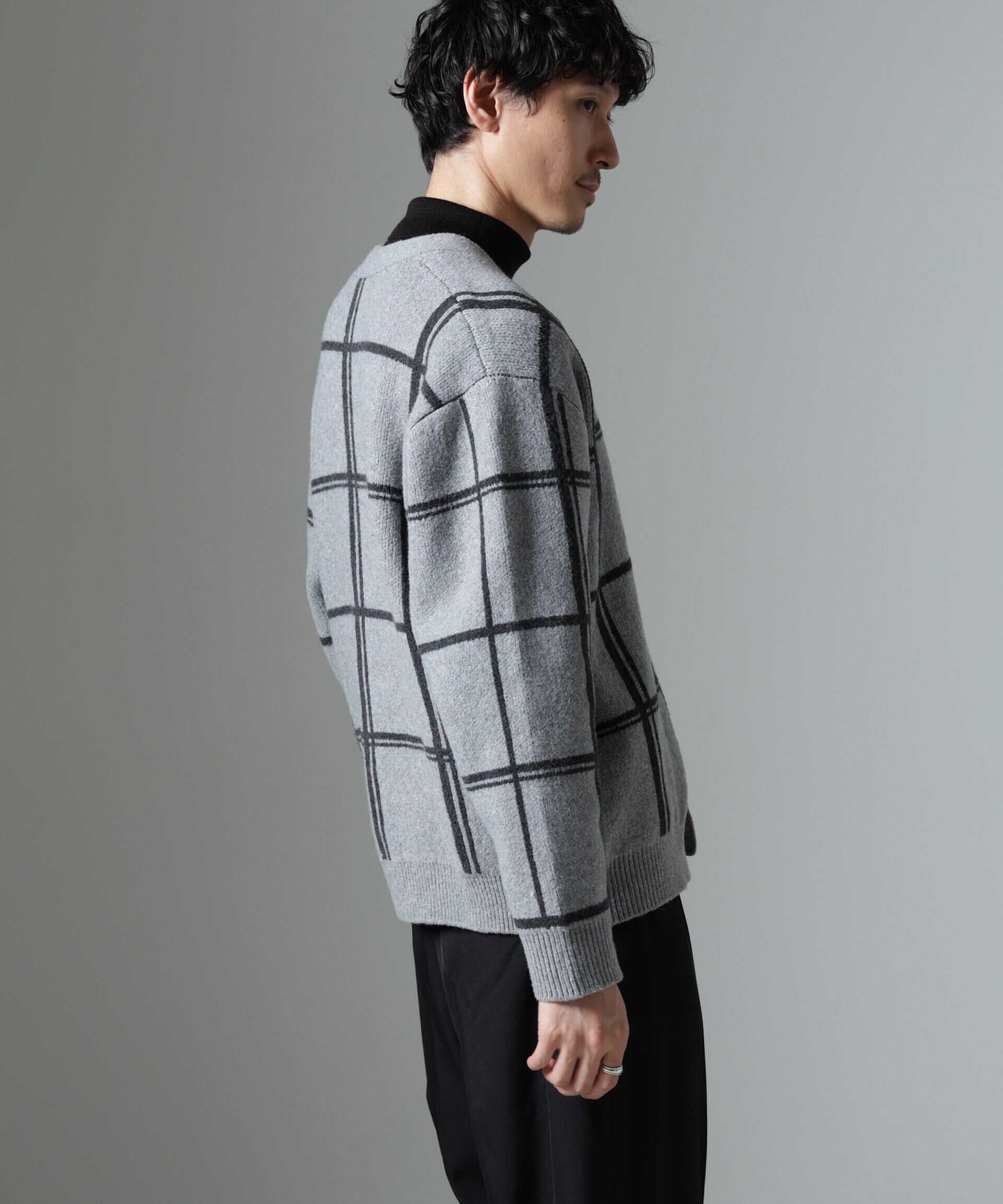 nano･universe「ビッグチェックニットカーディガン」|ニット・セーター|
