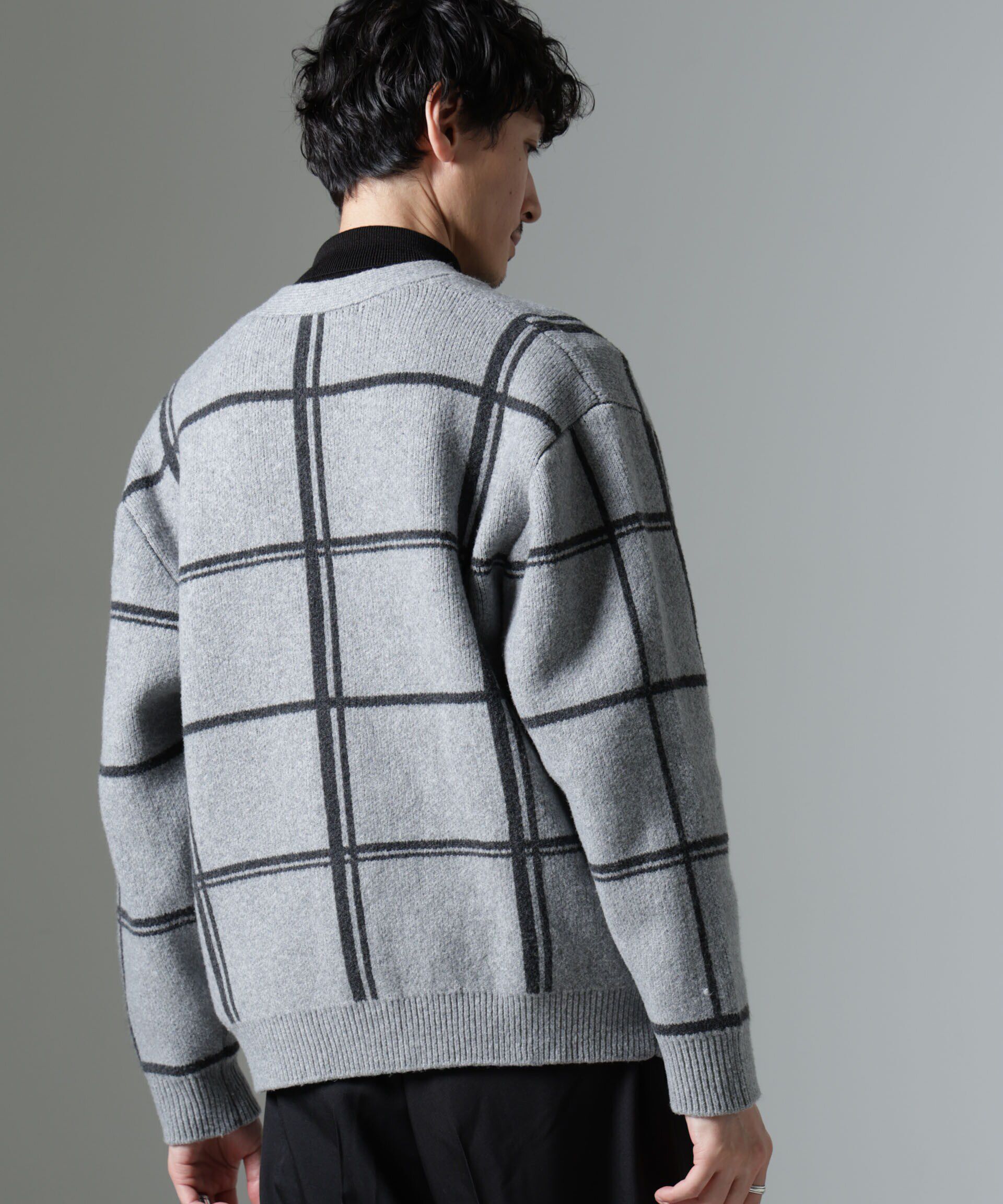 nano･universe「ビッグチェックニットカーディガン」|ニット・セーター|