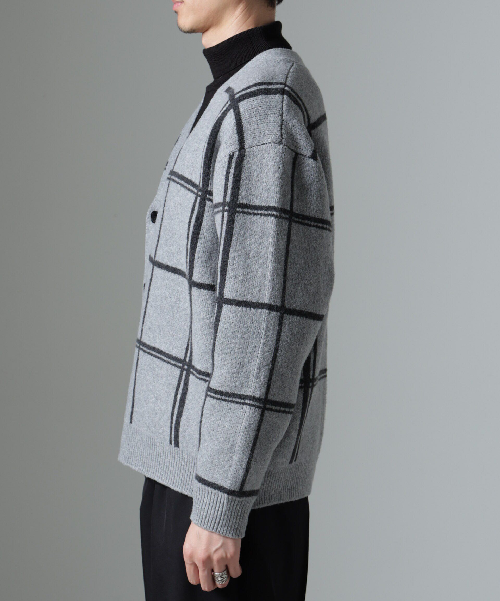 nano･universe「ビッグチェックニットカーディガン」|ニット・セーター|