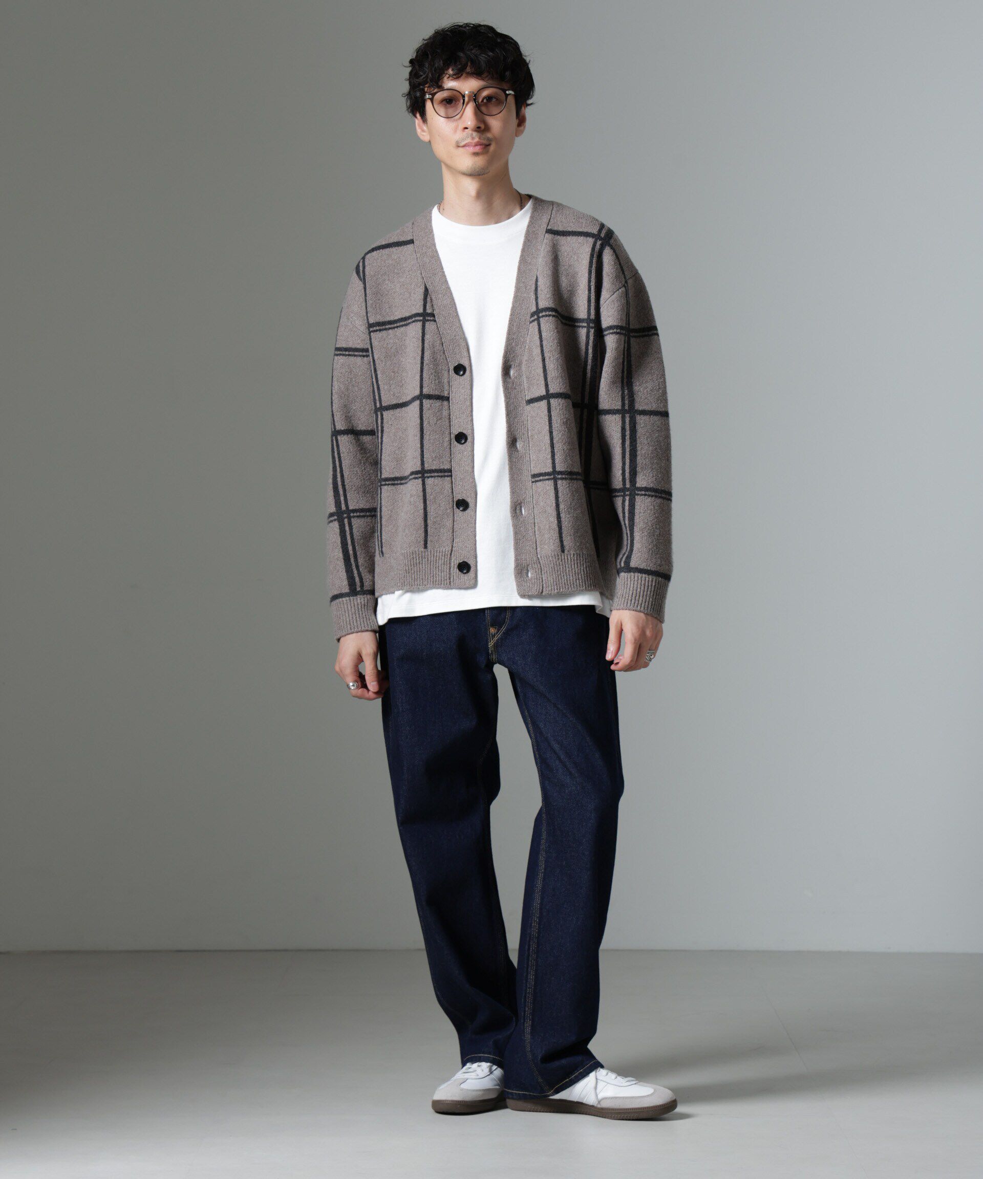 nano･universe「ビッグチェックニットカーディガン」|ニット・セーター|