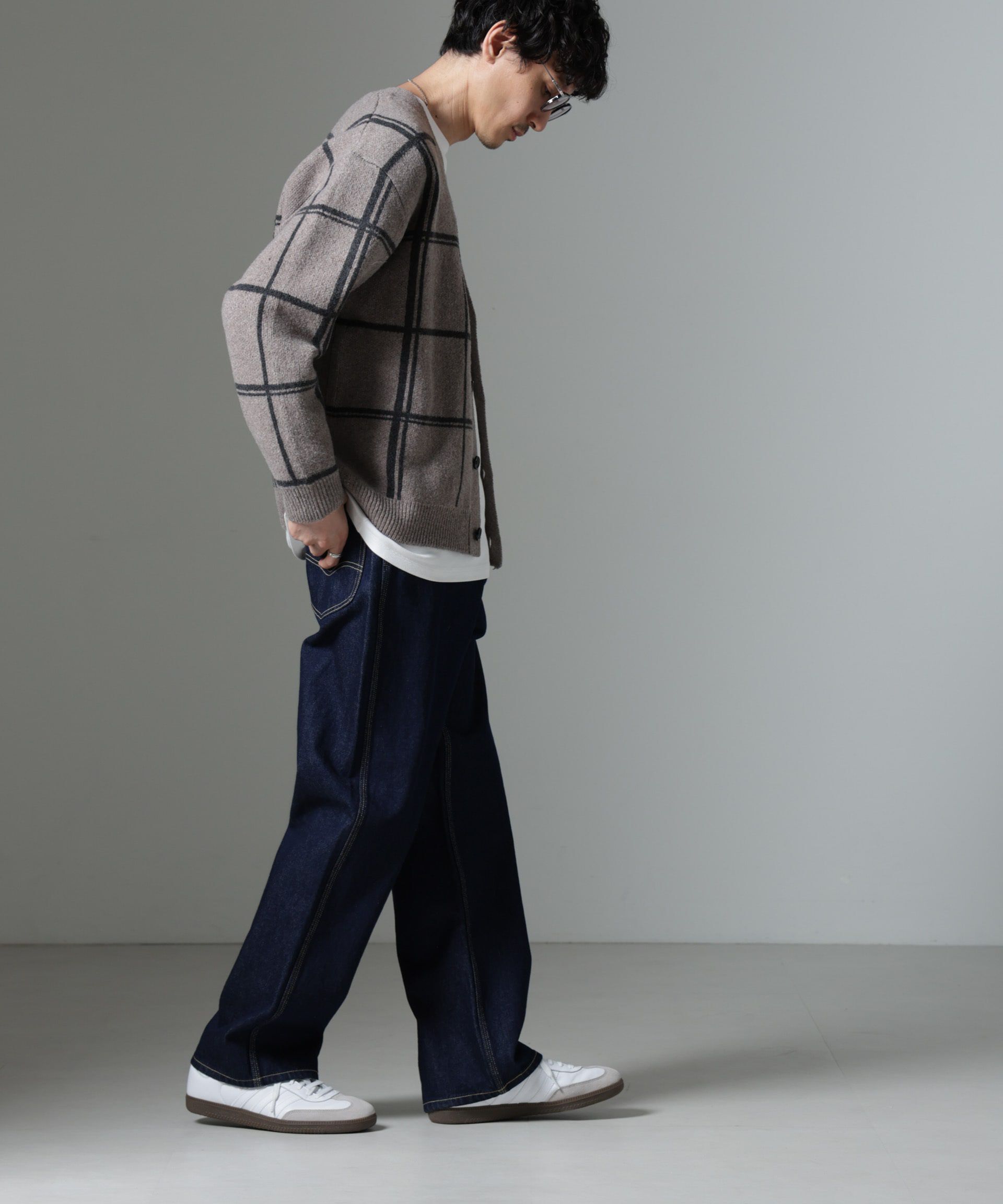 nano･universe「ビッグチェックニットカーディガン」|ニット・セーター|