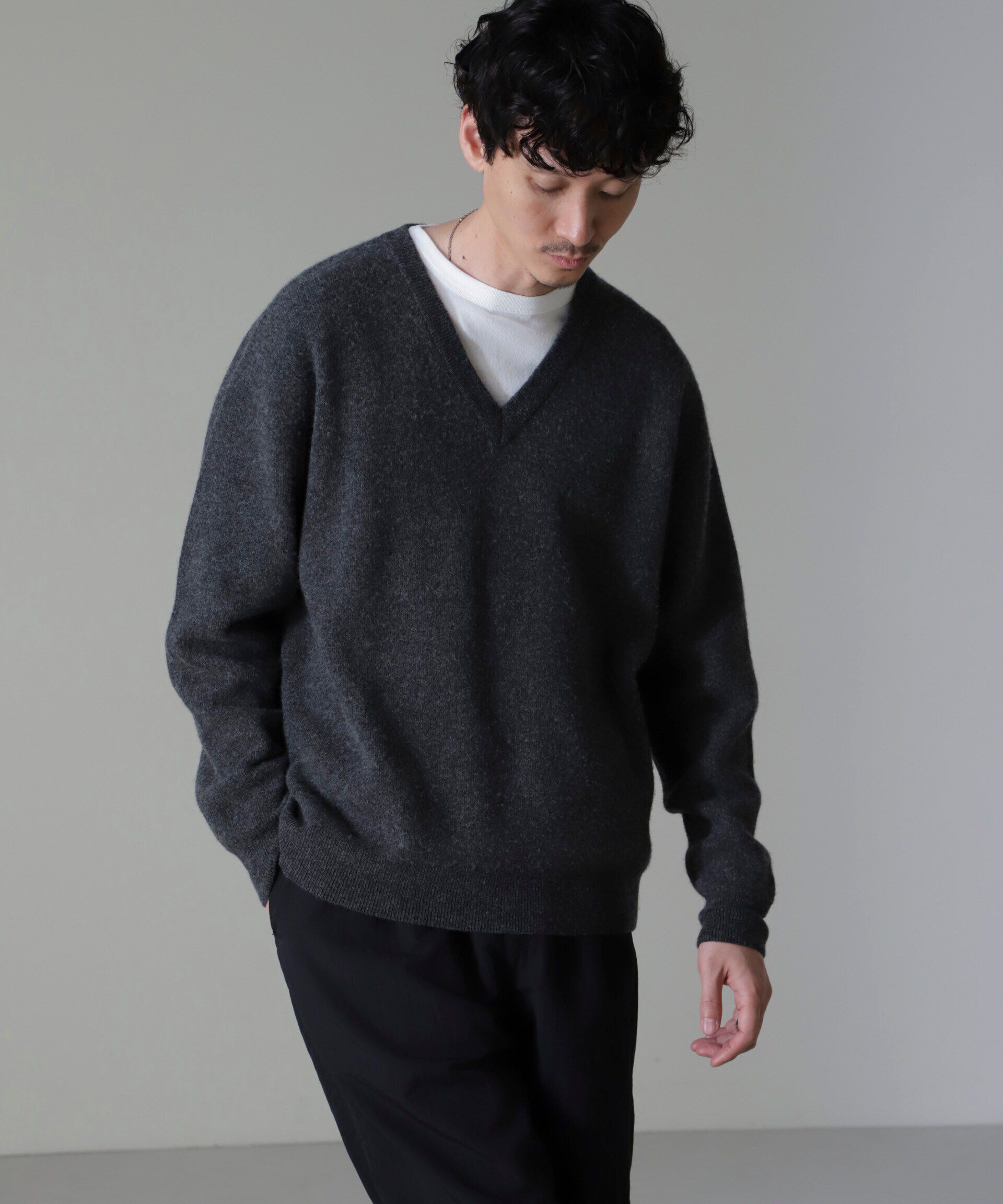 nano･universe「AQUA ウールカシミヤVネックプルオーバー」|ニット・セーター|