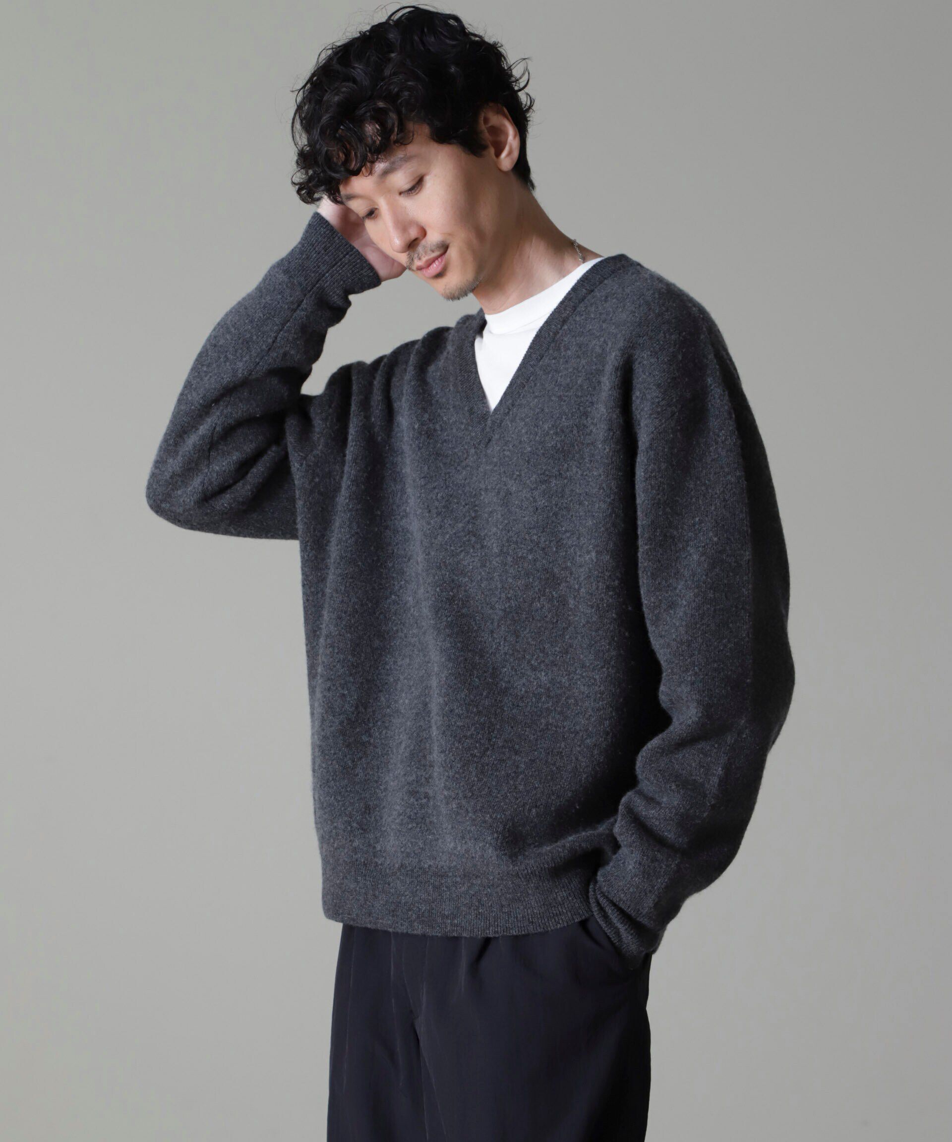 nano･universe「AQUA ウールカシミヤVネックプルオーバー」|ニット・セーター|