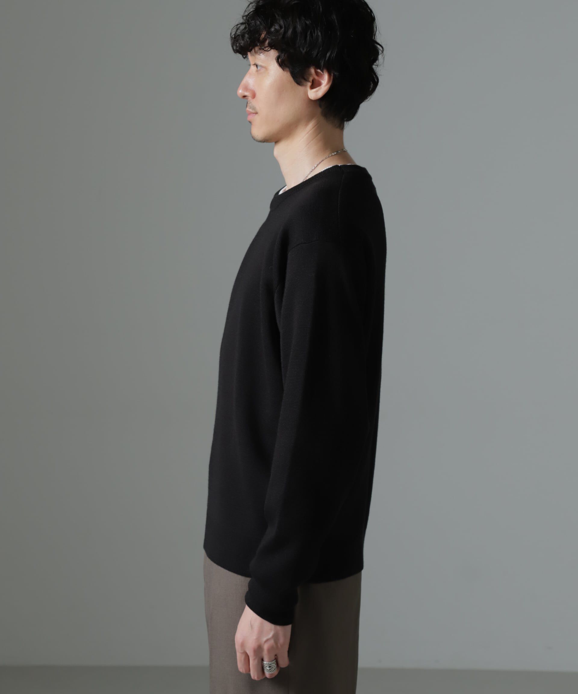 nano･universe「タスマニアミックス ミラノリブリラックスクルーネックニット」|ニット・セーター|