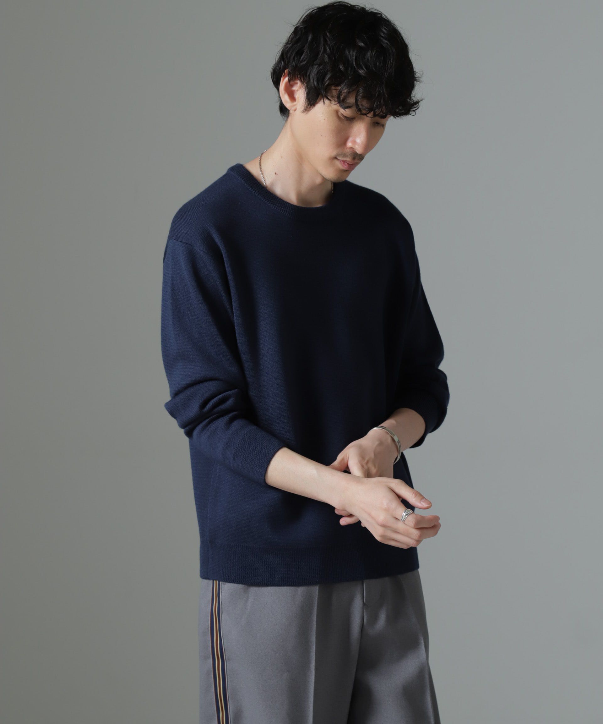 nano･universe「タスマニアミックス ミラノリブリラックスクルーネックニット」|ニット・セーター|