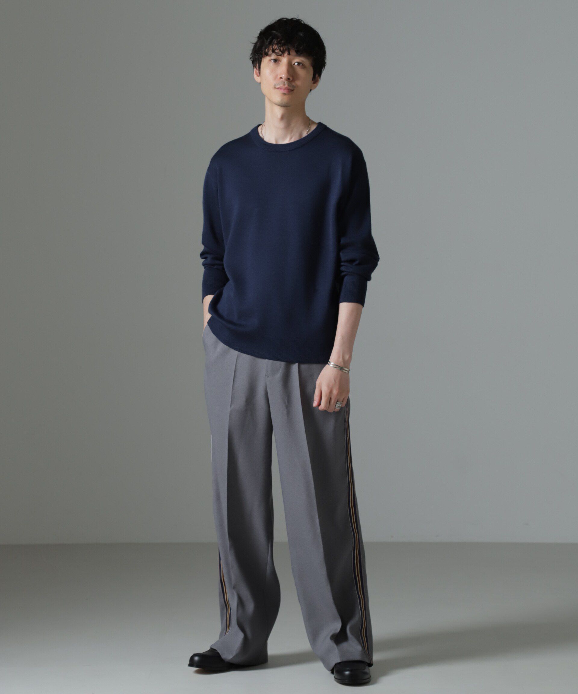 nano･universe「タスマニアミックス ミラノリブリラックスクルーネックニット」|ニット・セーター|