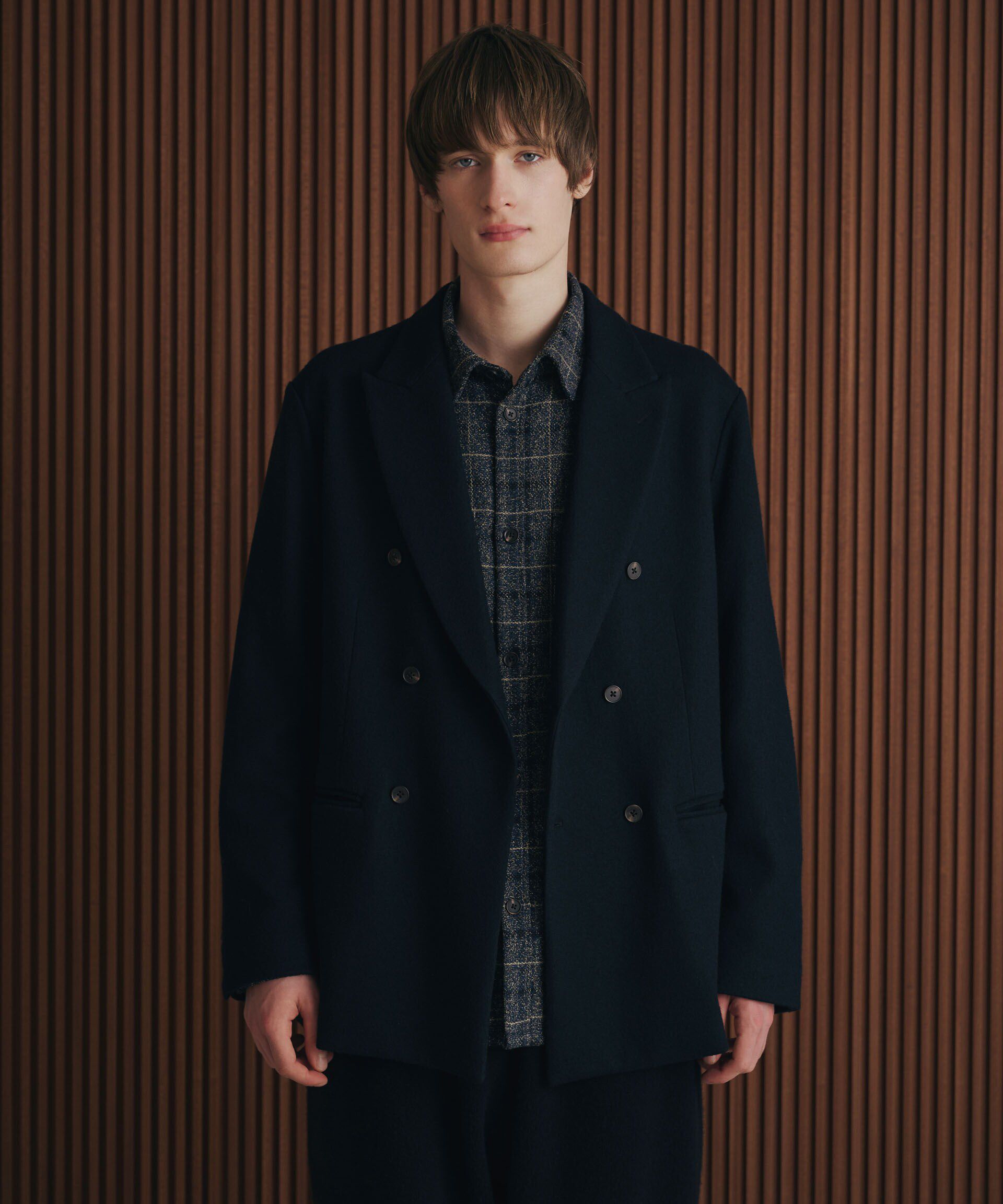 nano･universe「「100%ウール」ピークドラペルダブルジャケット」|テーラードジャケット|D.ネイビー1