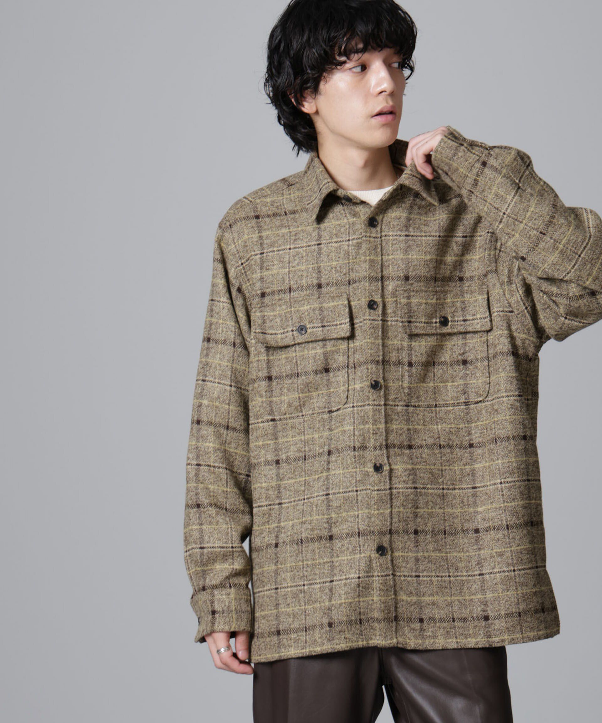 nano･universe「ライトツイードダブルポケットシャツブルゾン」|ブルゾン・スタジャン|