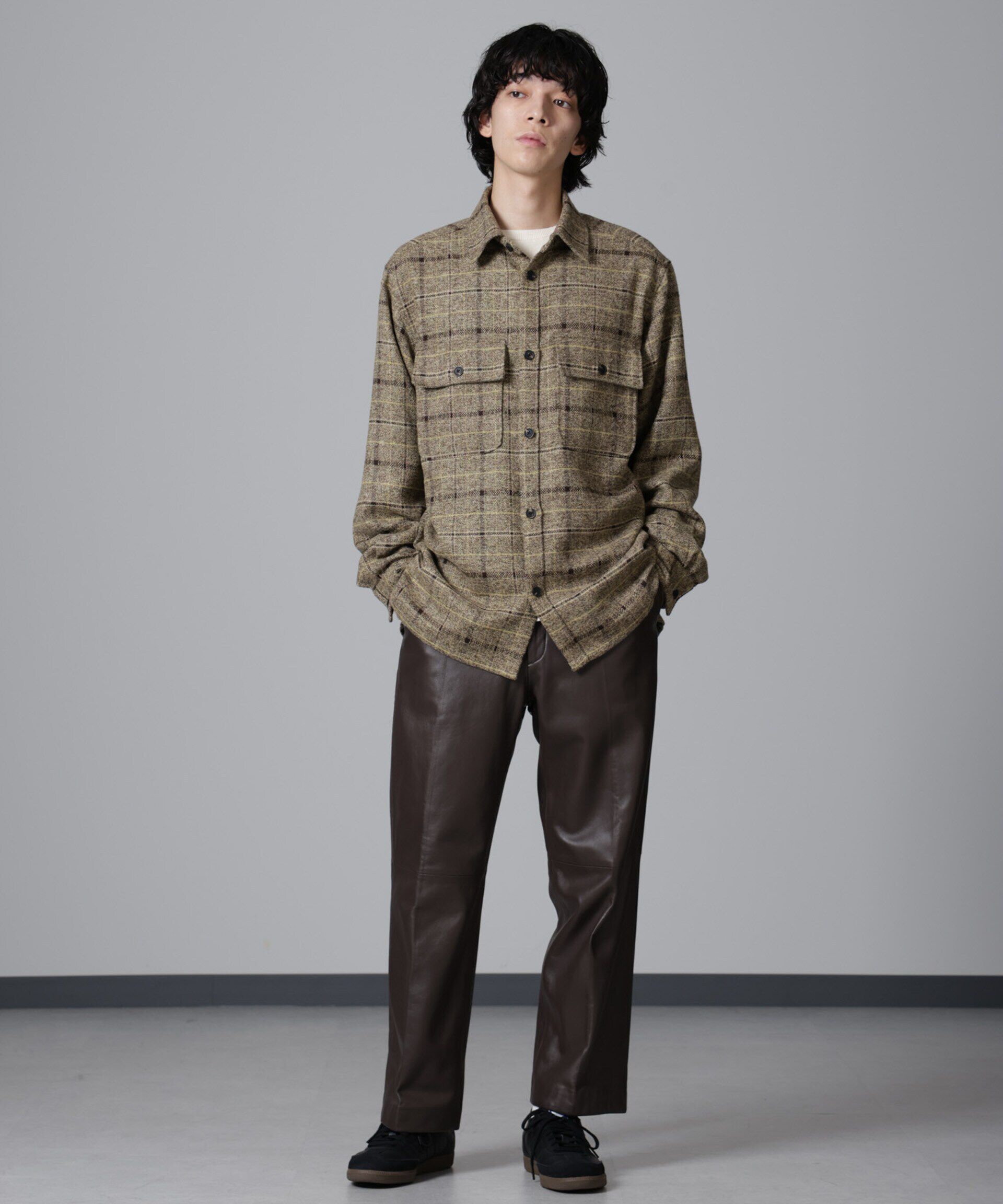 nano･universe「ライトツイードダブルポケットシャツブルゾン」|ブルゾン・スタジャン|