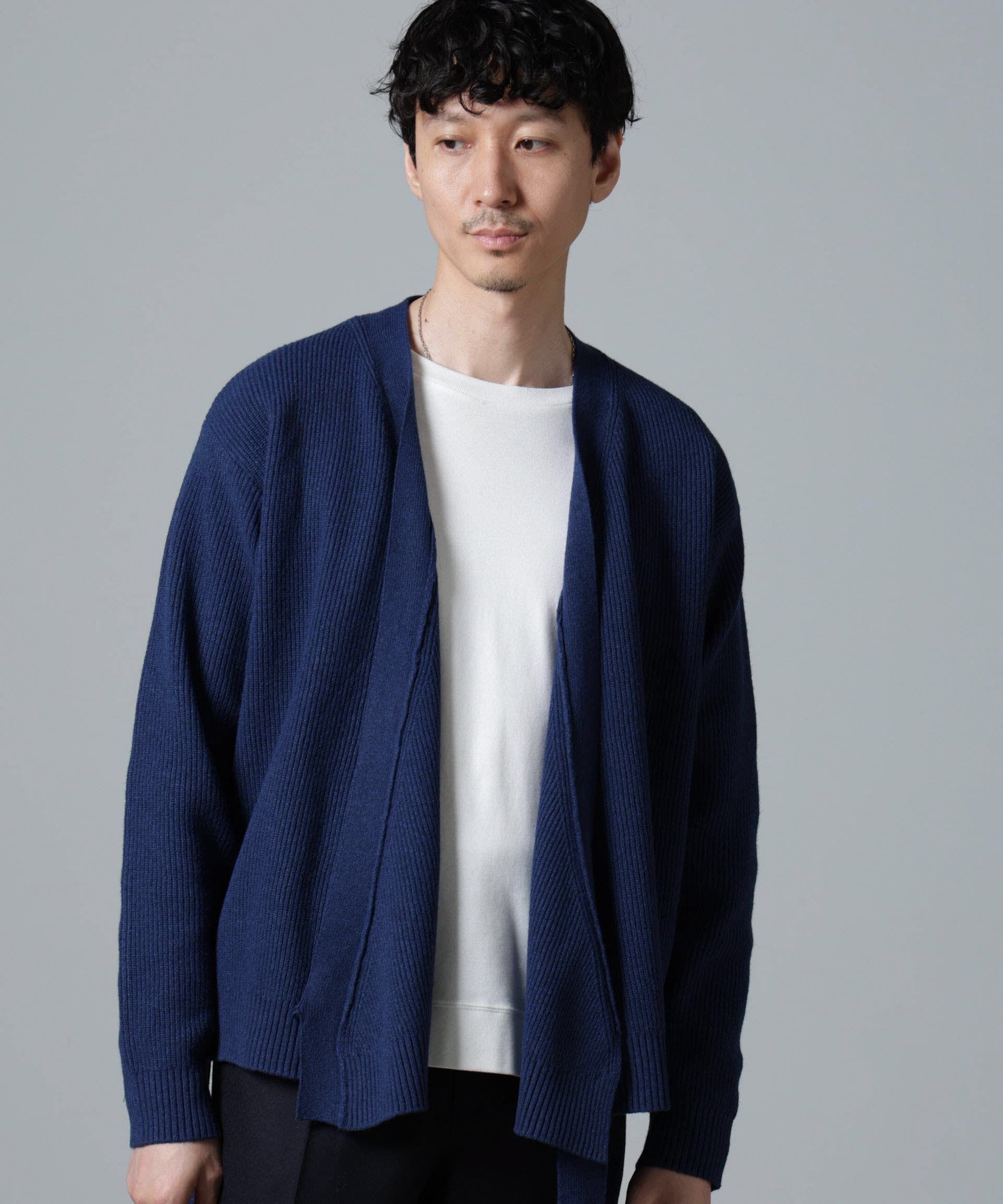 nano･universe「畔編みタイカーディガン」|ニット・セーター|ネイビー