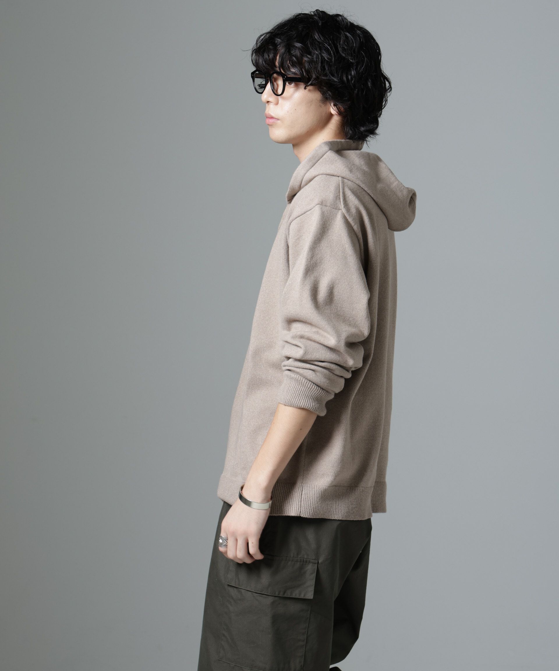 nano･universe「天竺編みニットパーカー」|ニット・セーター|