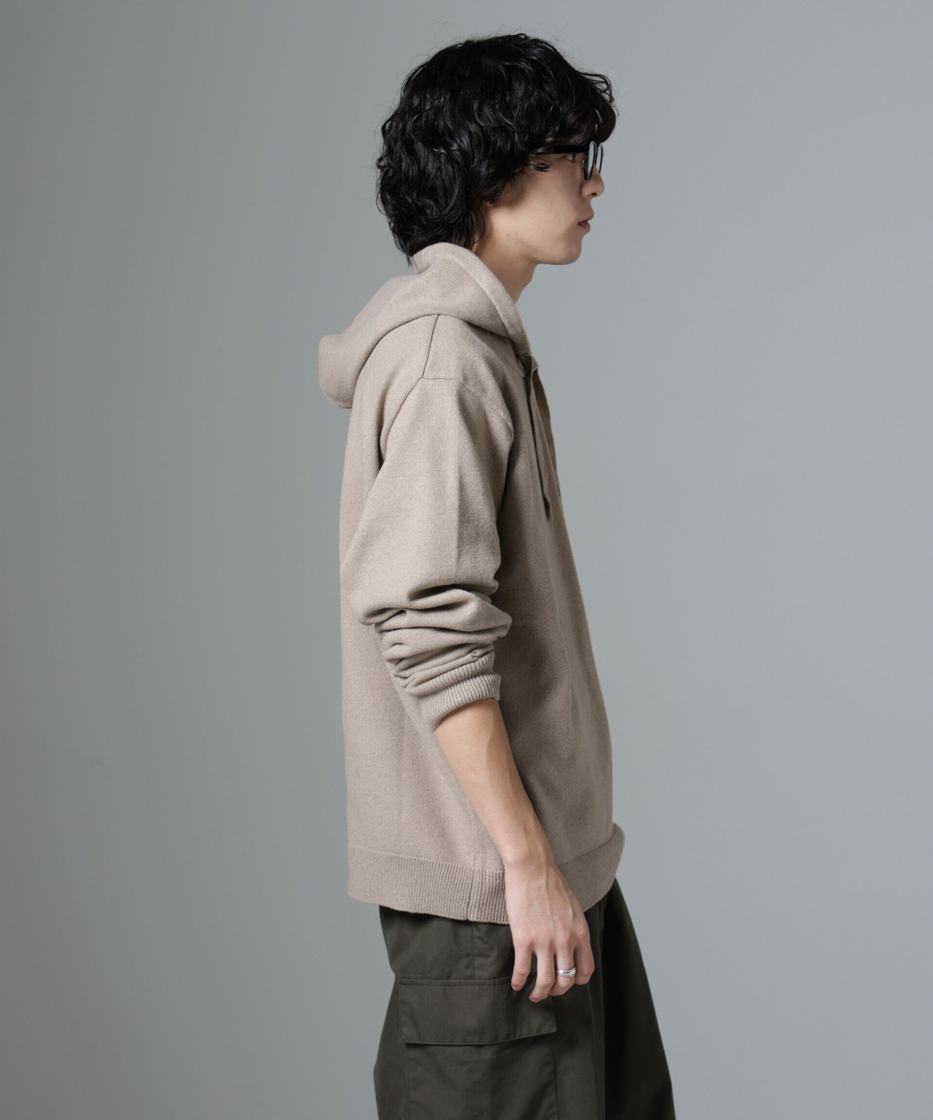 nano･universe「天竺編みニットパーカー」|ニット・セーター|