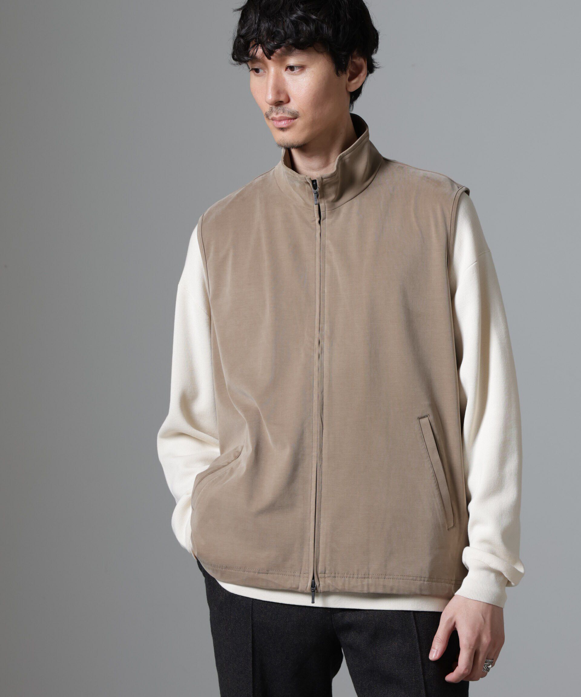 nano･universe「ヌバックライクスムーススタンドカラーベスト」|ダウンベスト・ベスト|