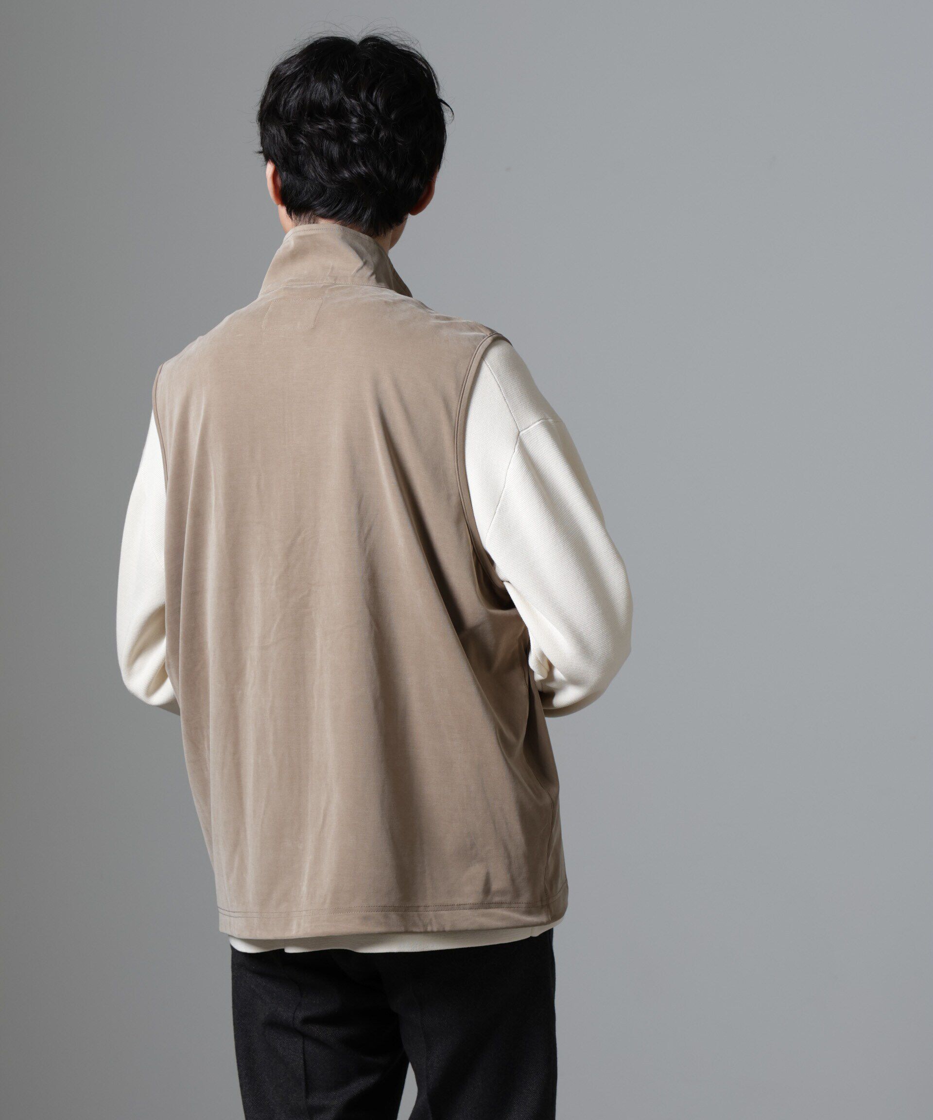 nano･universe「ヌバックライクスムーススタンドカラーベスト」|ダウンベスト・ベスト|