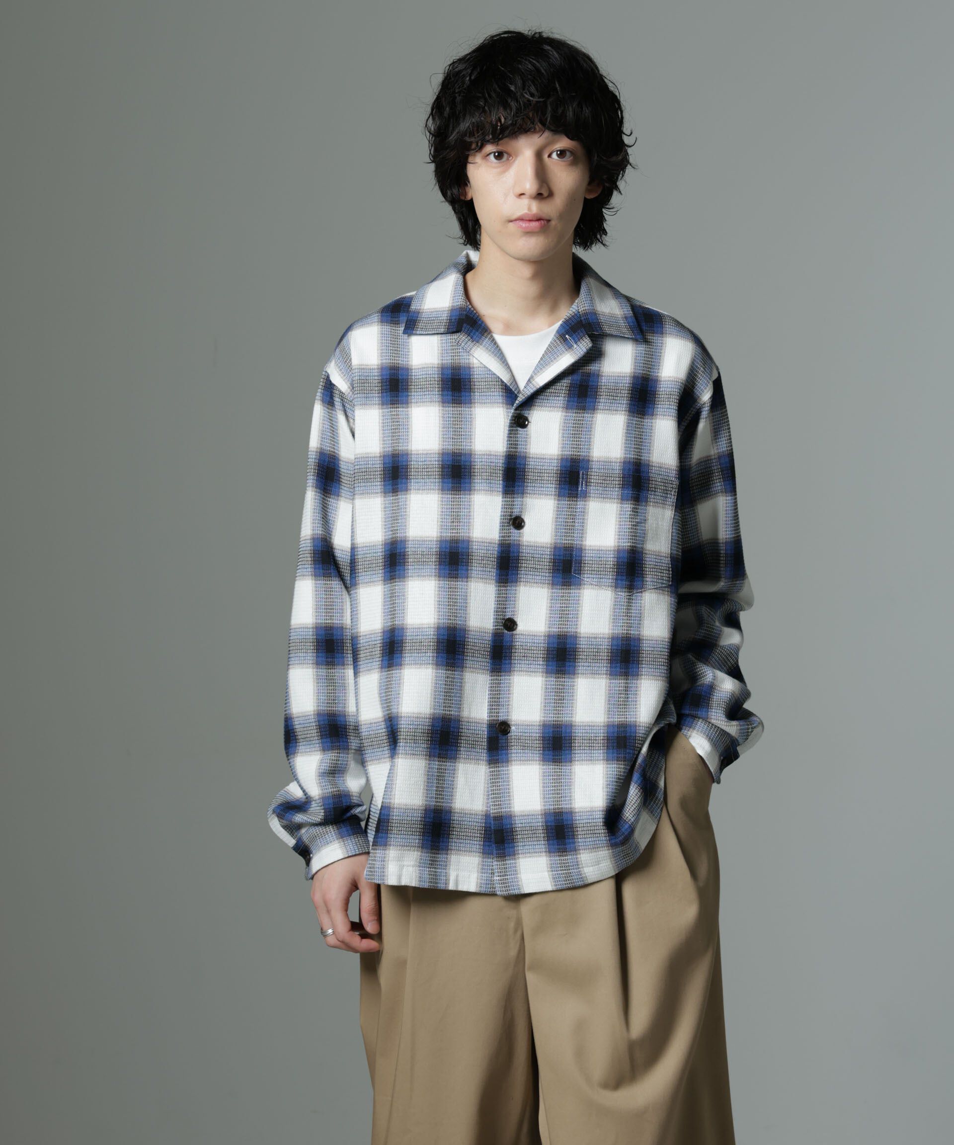 nano･universe「チェックワッフルシャツ」|シャツ・ブラウス|
