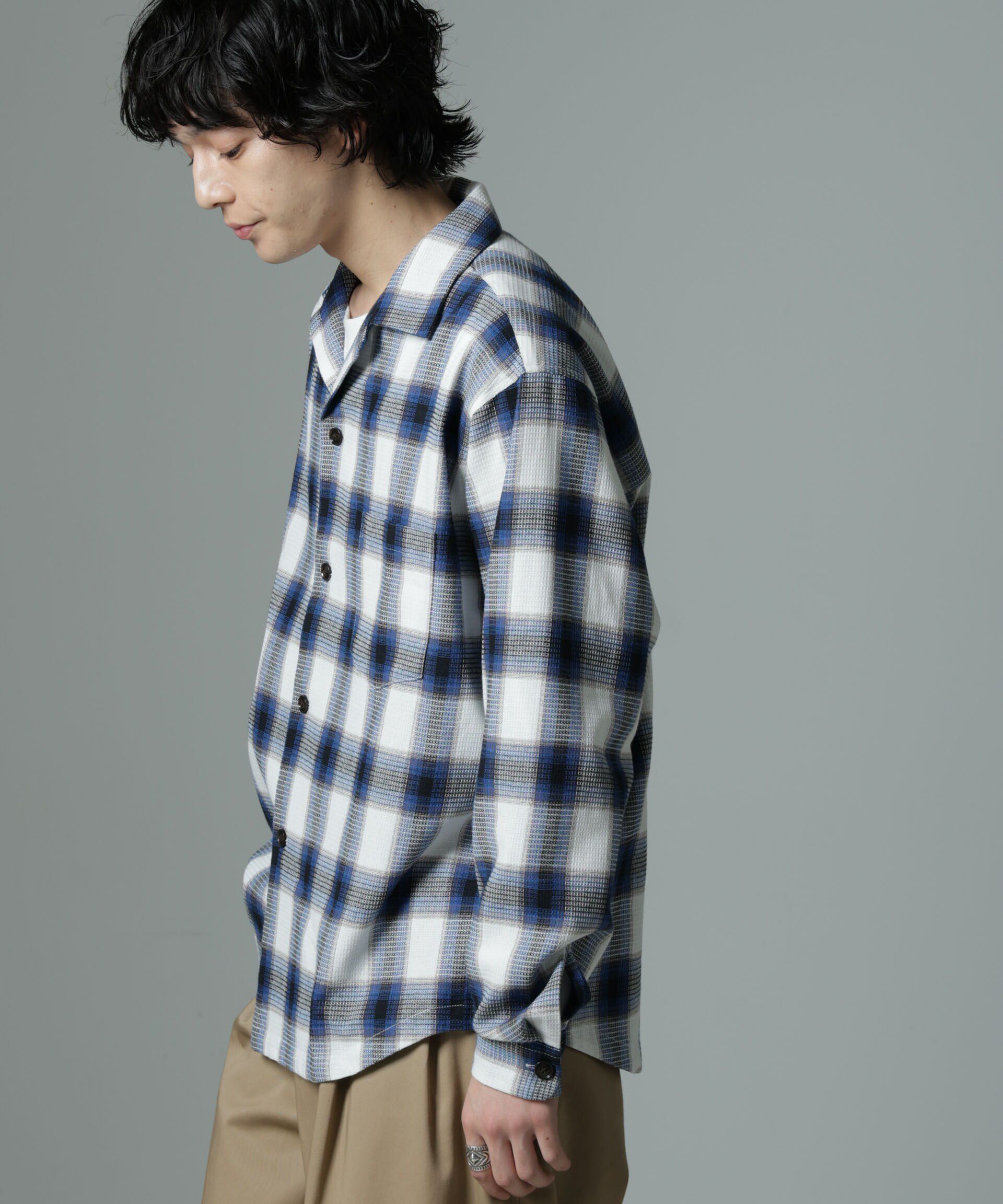 nano･universe「チェックワッフルシャツ」|シャツ・ブラウス|