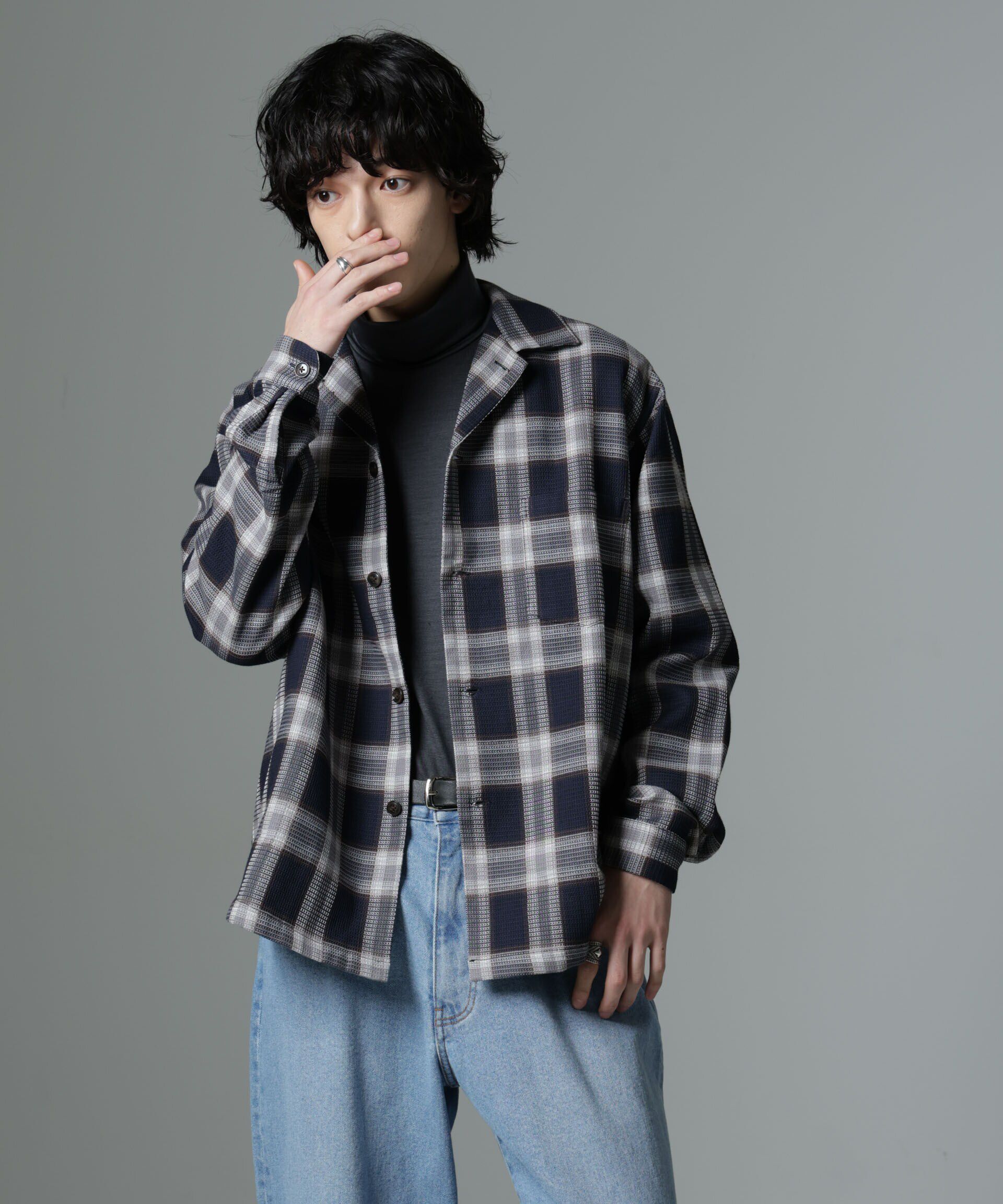 nano･universe「チェックワッフルシャツ」|シャツ・ブラウス|