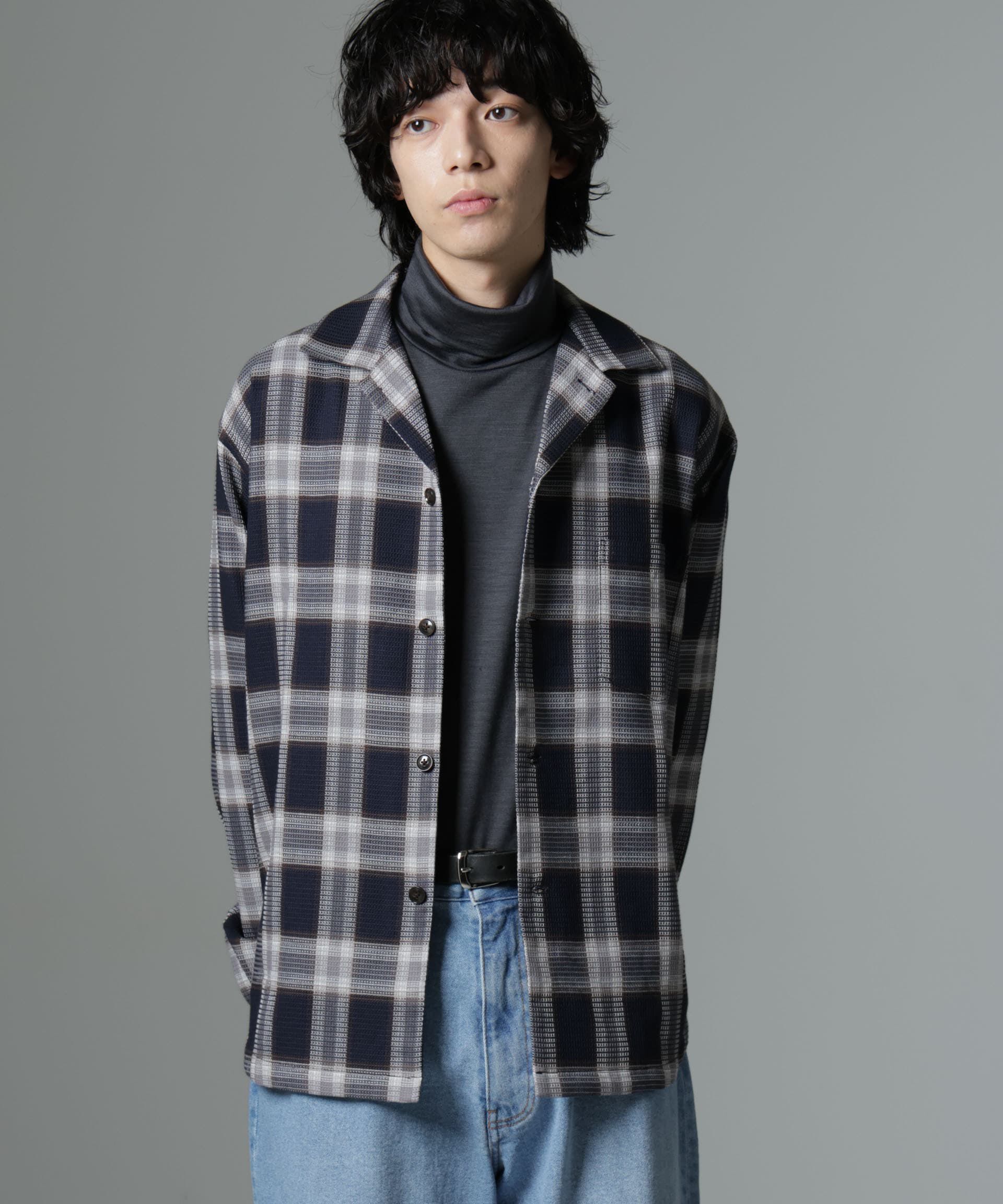 nano･universe「チェックワッフルシャツ」|シャツ・ブラウス|