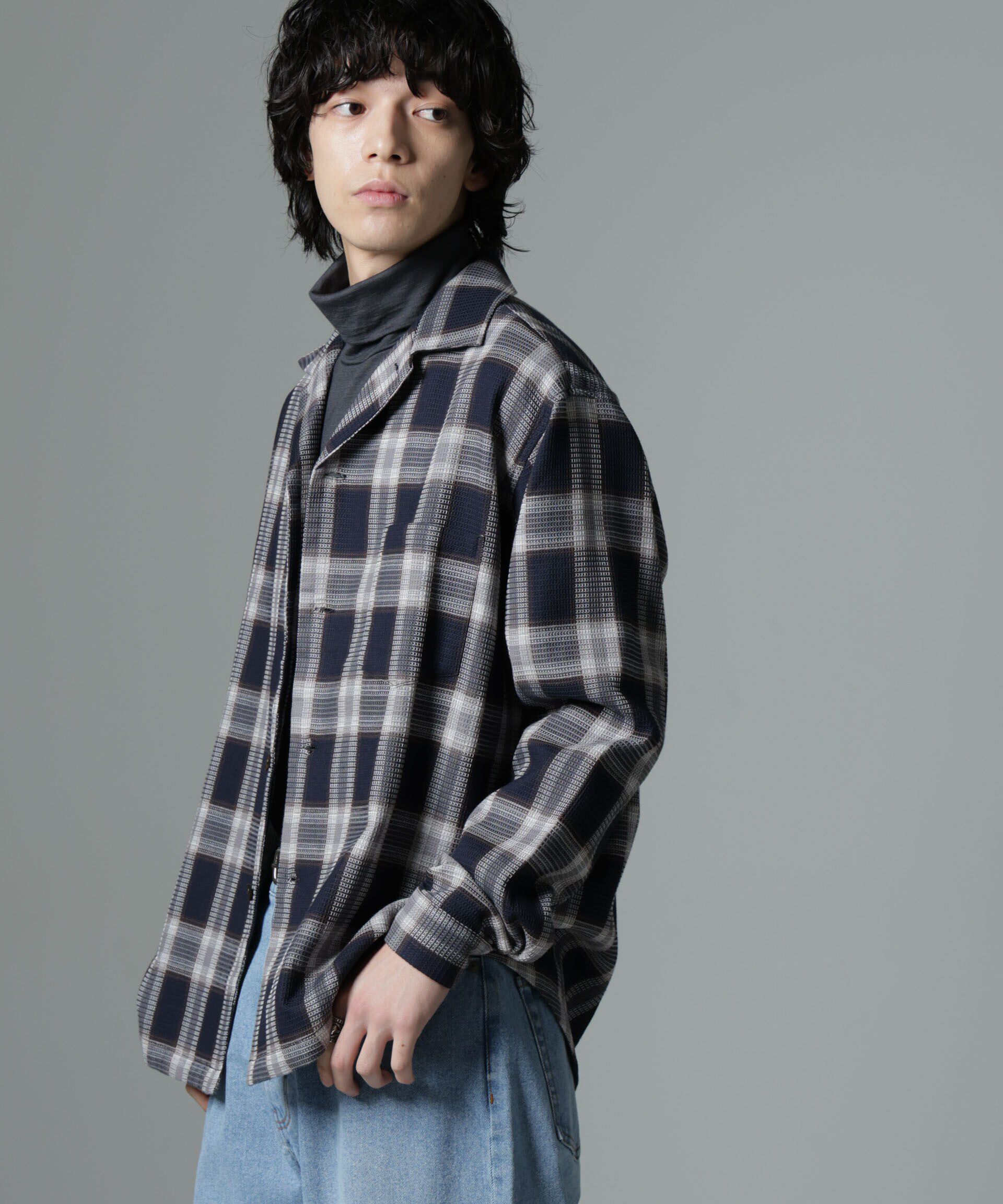 nano･universe「チェックワッフルシャツ」|シャツ・ブラウス|