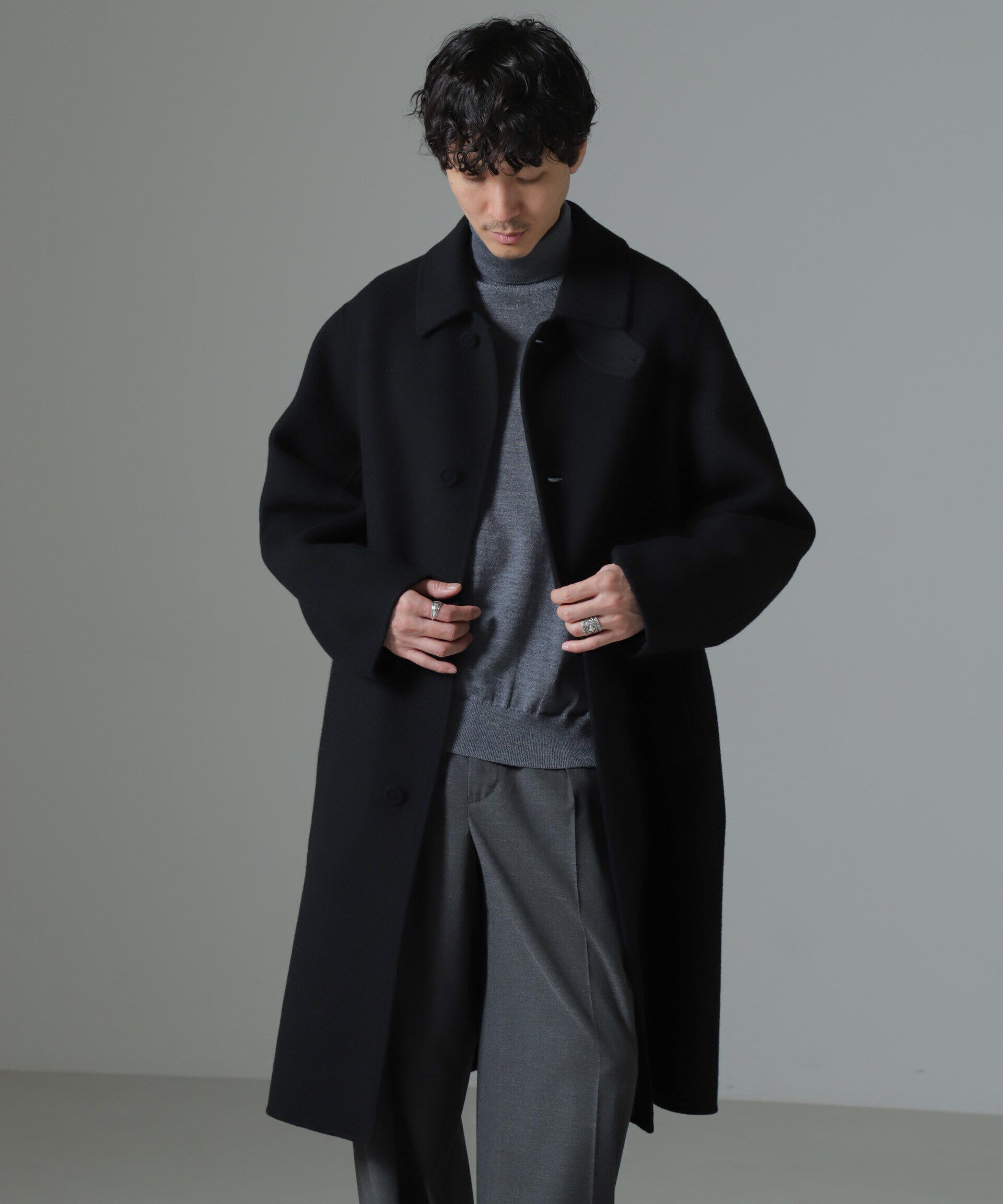 nano･universe「ダブルフェイスウールリバーバルカラーコート」|その他|