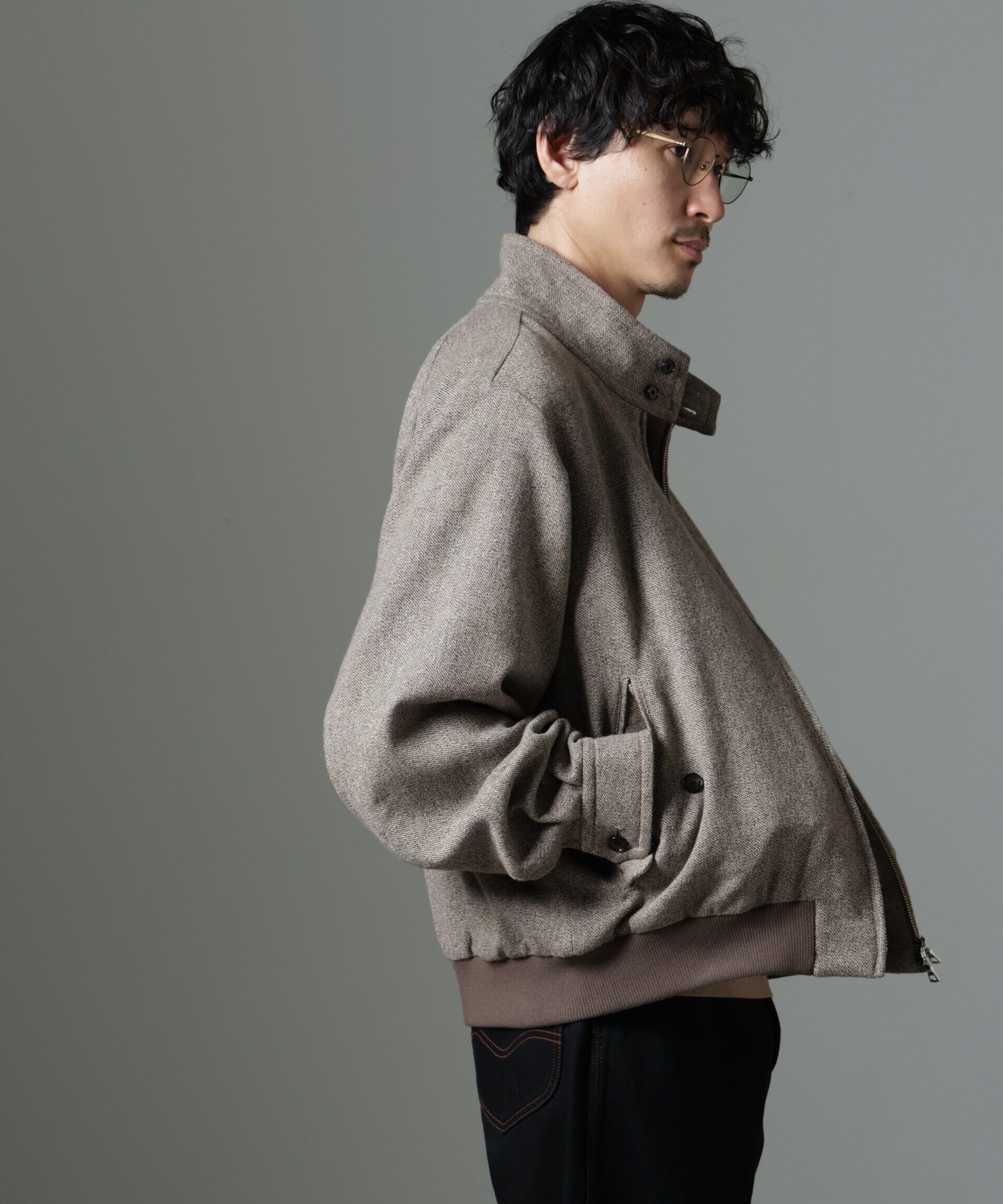 nano･universe「ツイードハリントンジャケット」|ブルゾン・スタジャン|