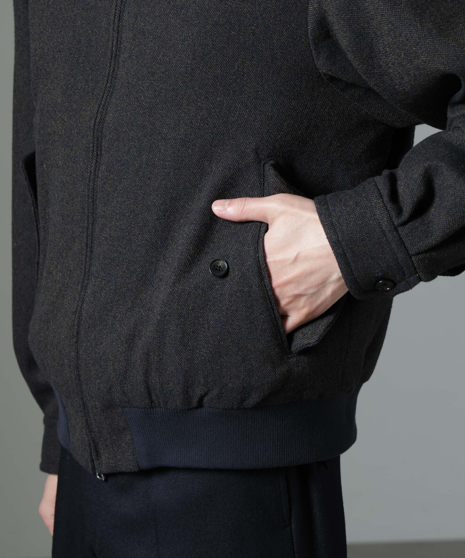 nano･universe「ツイードハリントンジャケット」|ブルゾン・スタジャン|